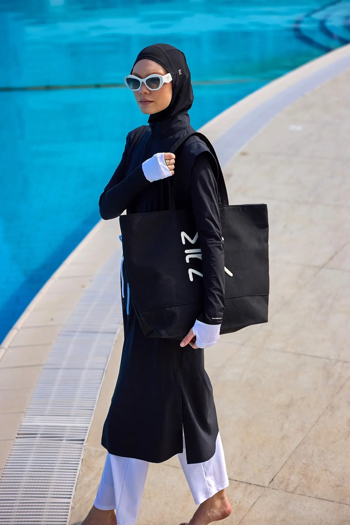 Black Full Coverage Islamic Swimwear Burkini Set M2501-2, photo 4