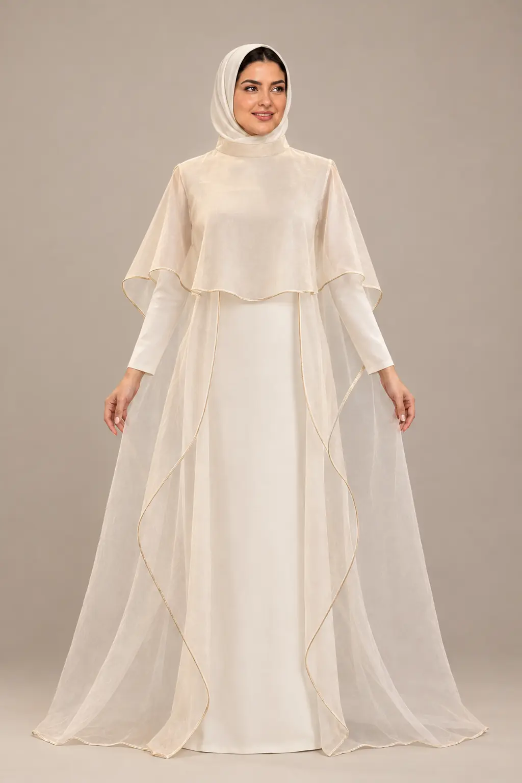 Evolving High-Neck Organza Cape