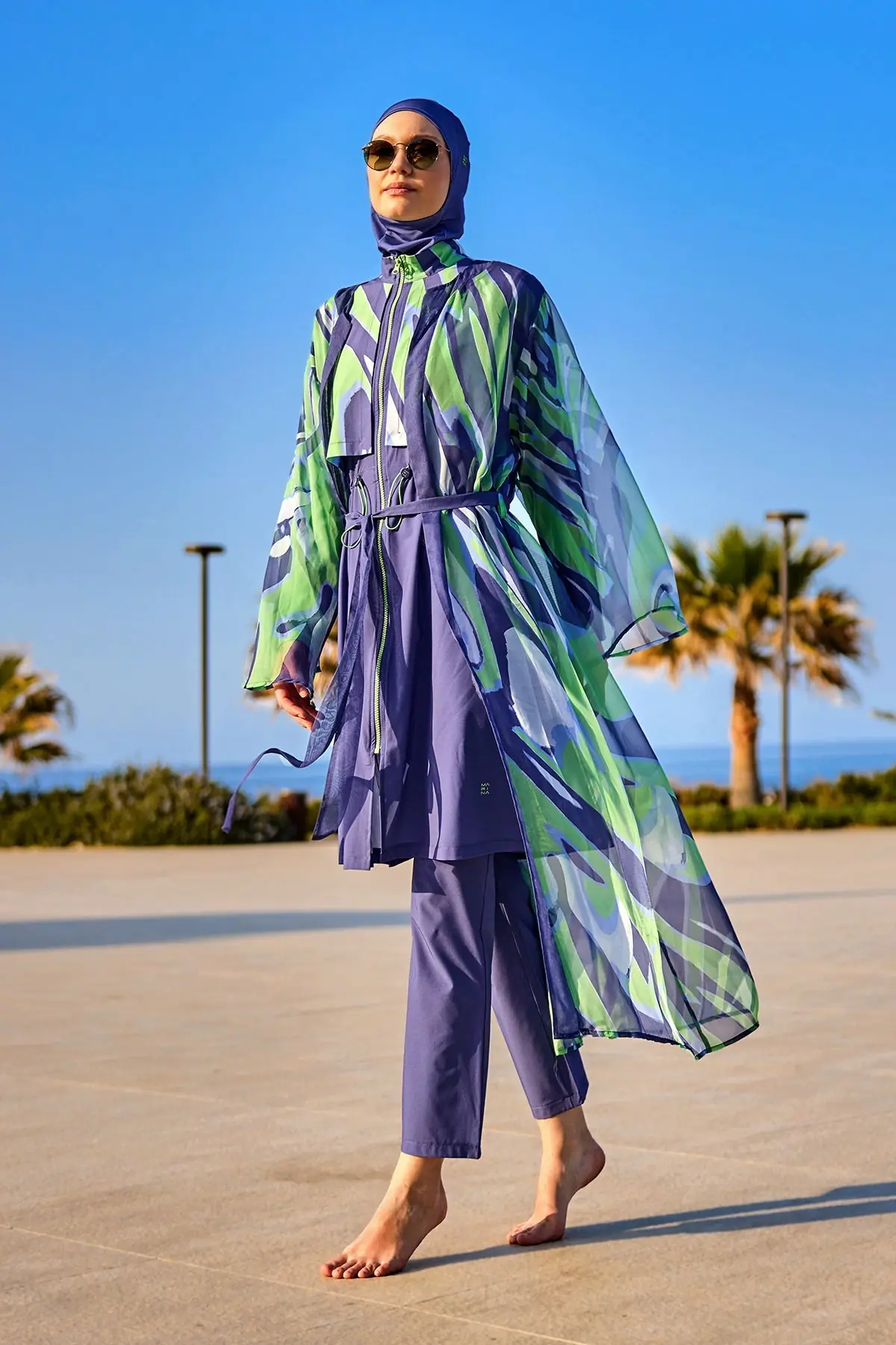 Marina Patterned Silky Kimono - Colorful