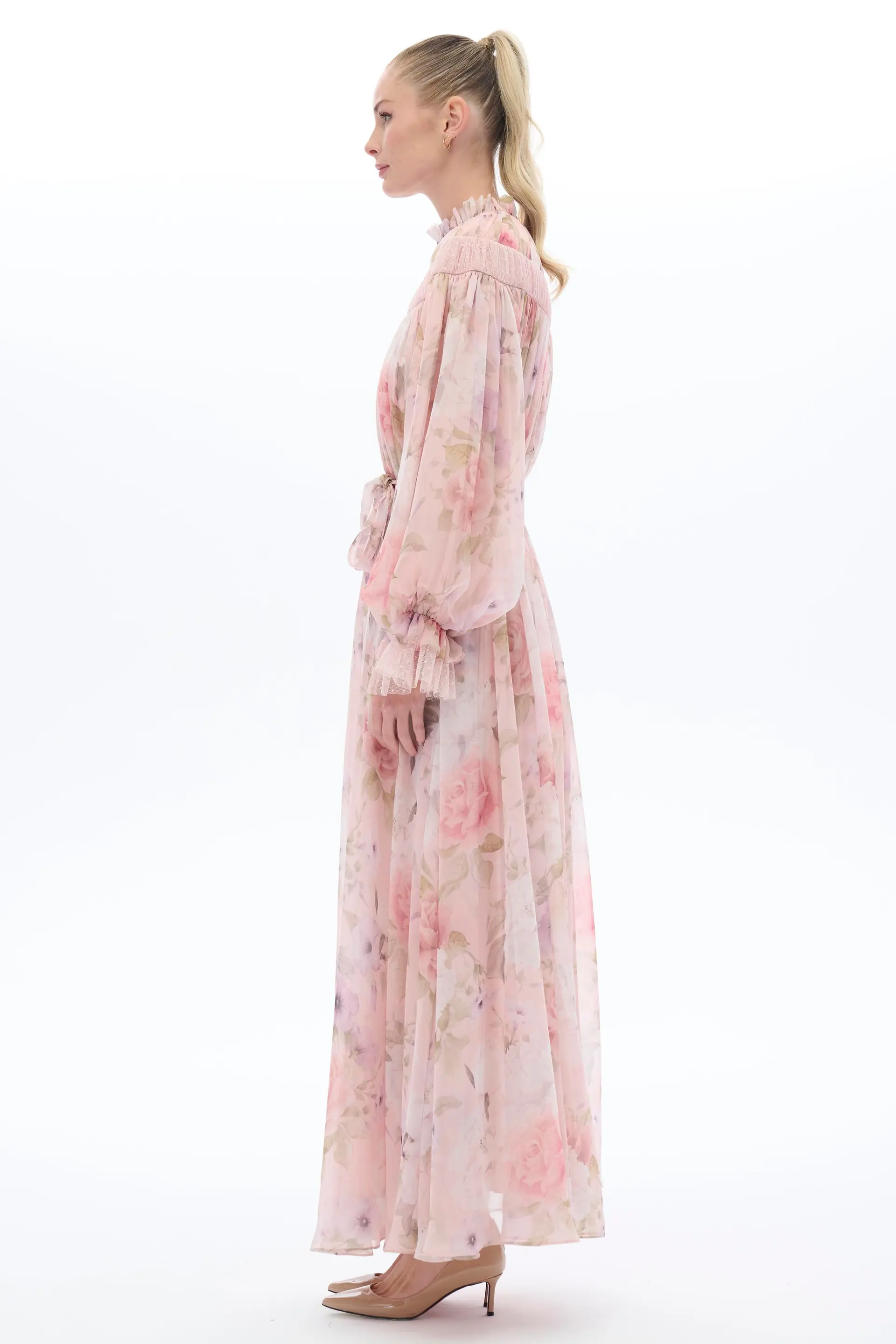 Floral Patterned Ethnic Dress in Pink, photo 3