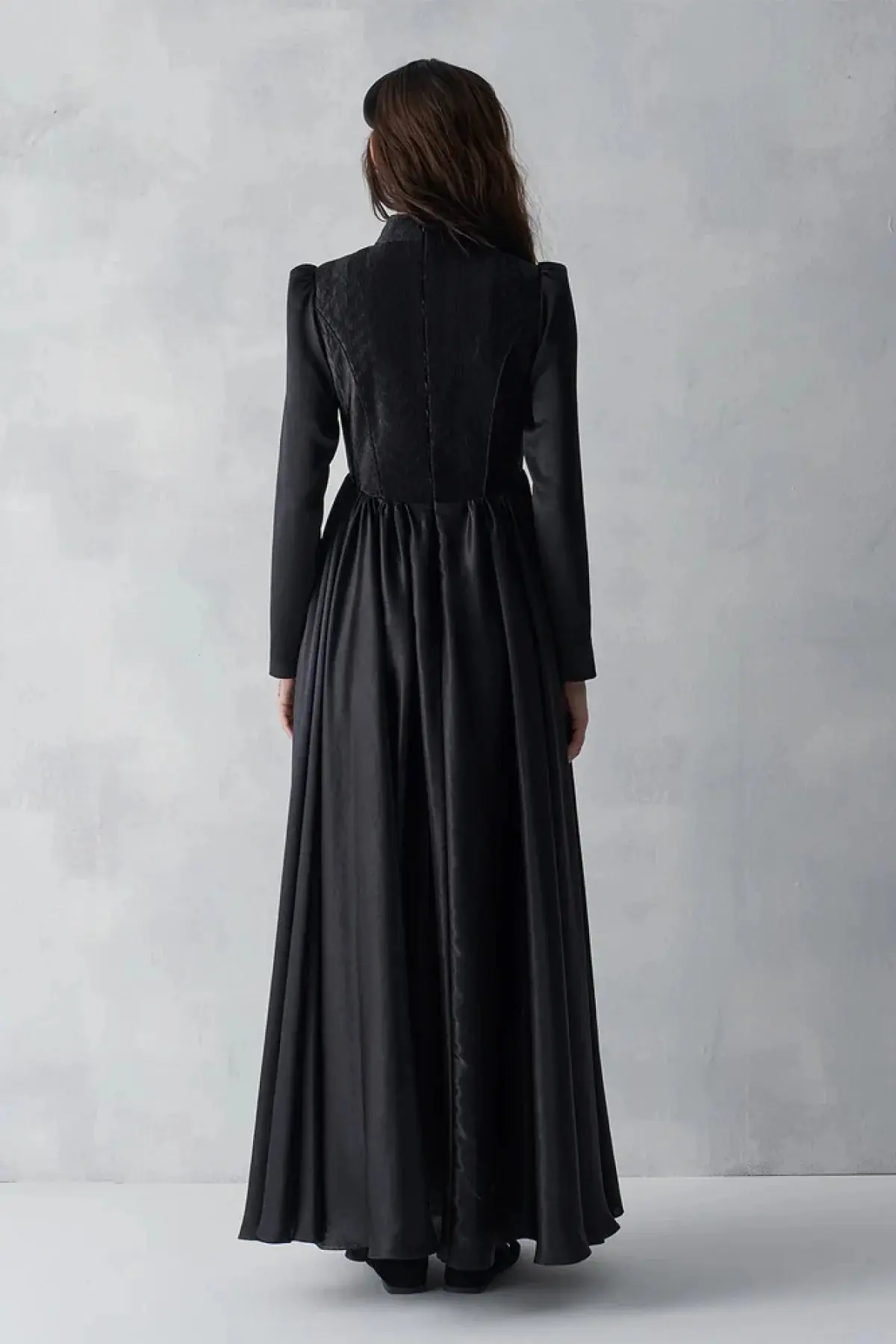 High Neck Textured Bodice Evening Gown – Black, photo 4