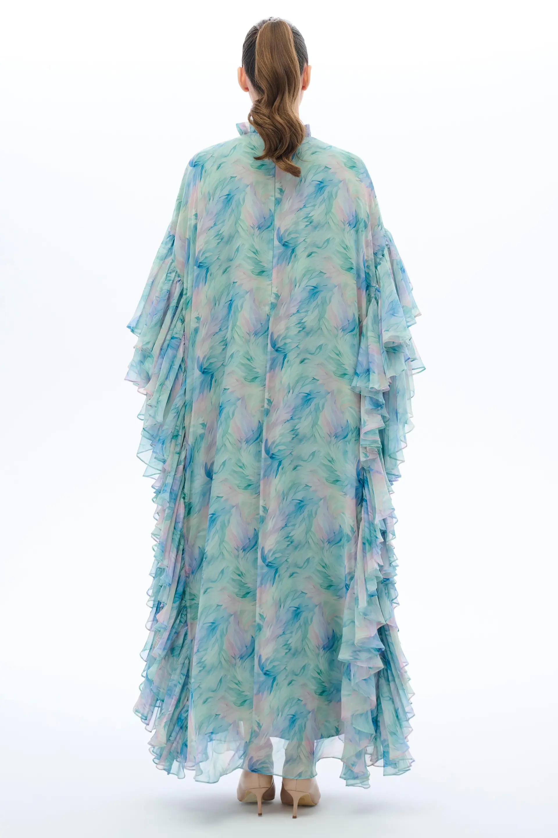 Ruffle-Sleeve Kaftan Dress – Mint, photo 4
