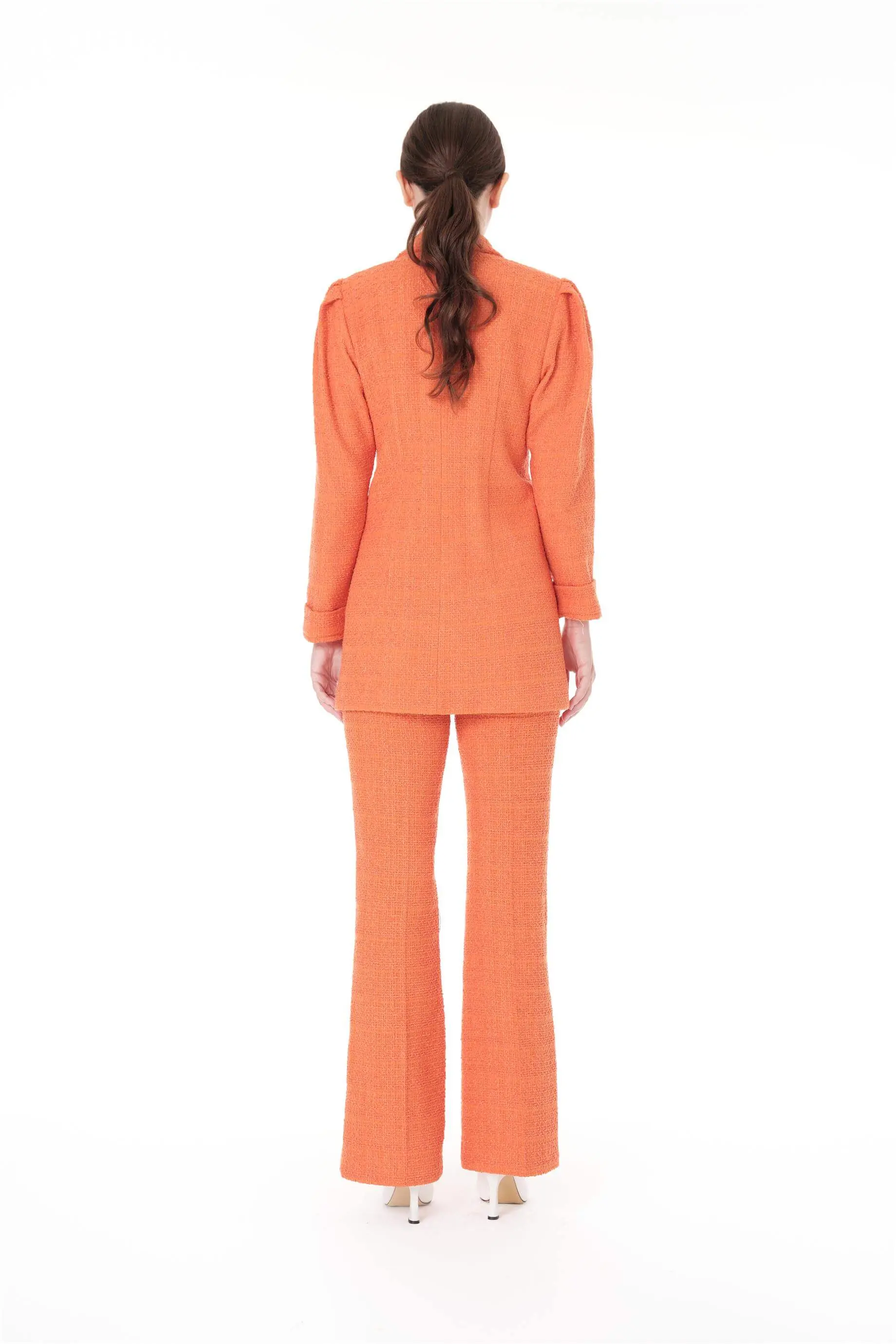 Double-Breasted Blazer & Flared Trousers Set – Orange, photo 3