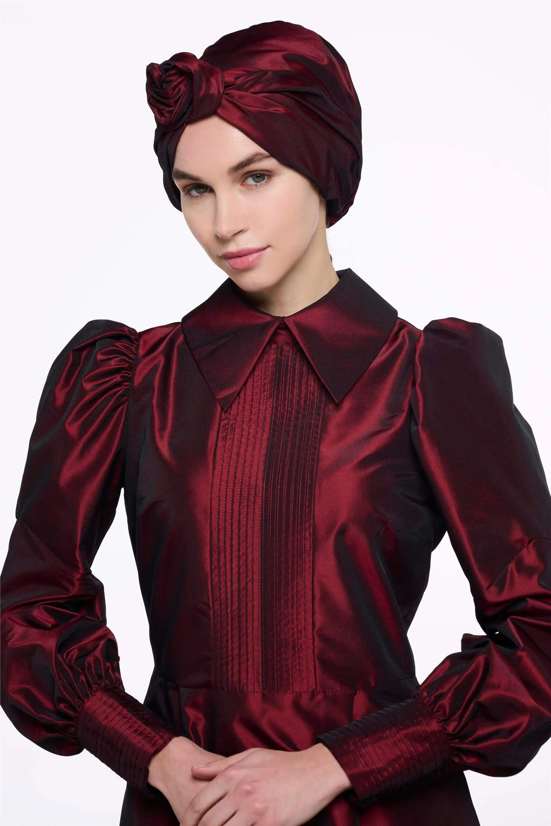 Burgundy Taffeta Bonnet with Inner Wire, photo 2
