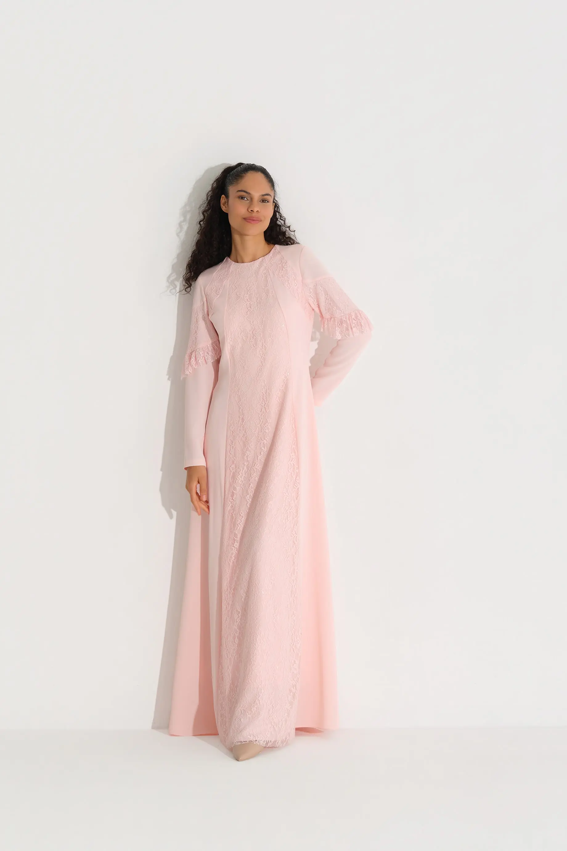 Lace Panel Crepe Dress – Pink, photo 6