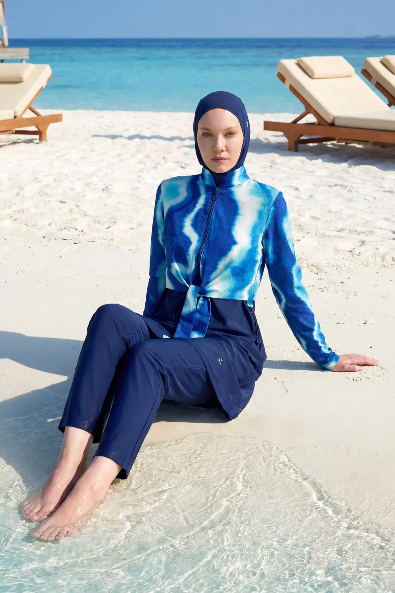 Navy Full Coverage Modest Swimwear Burkini Set M2530-2, photo 2