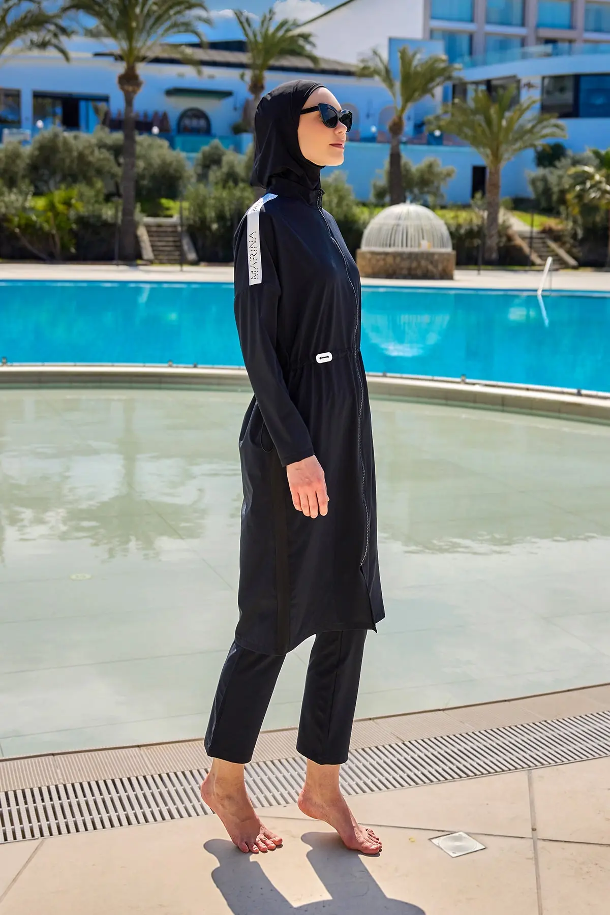 Black Full Coverage Modest Swimwear Burkini Set M2507-1, photo 5