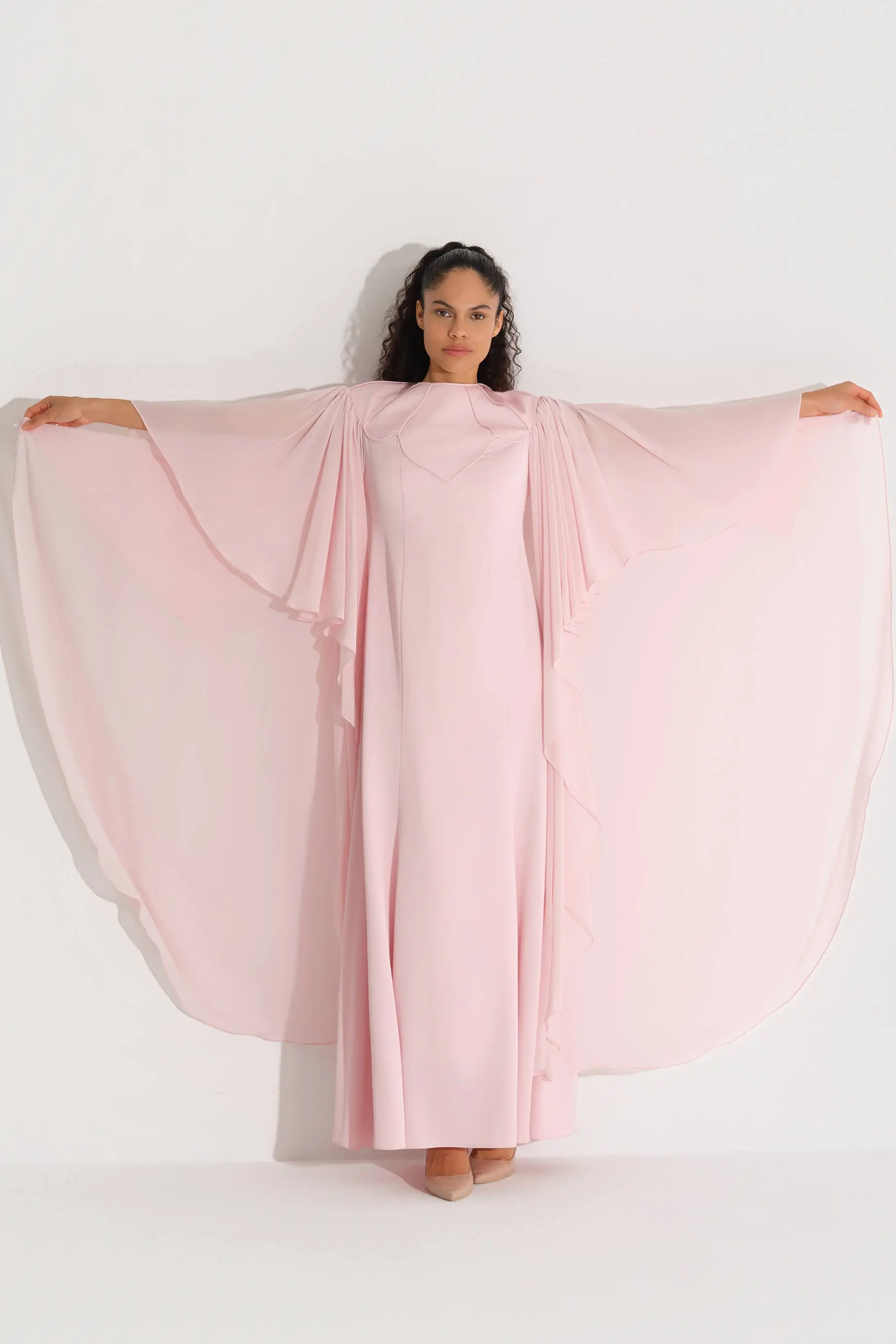 Piped Detail Chiffon Dress – Pink, photo 5