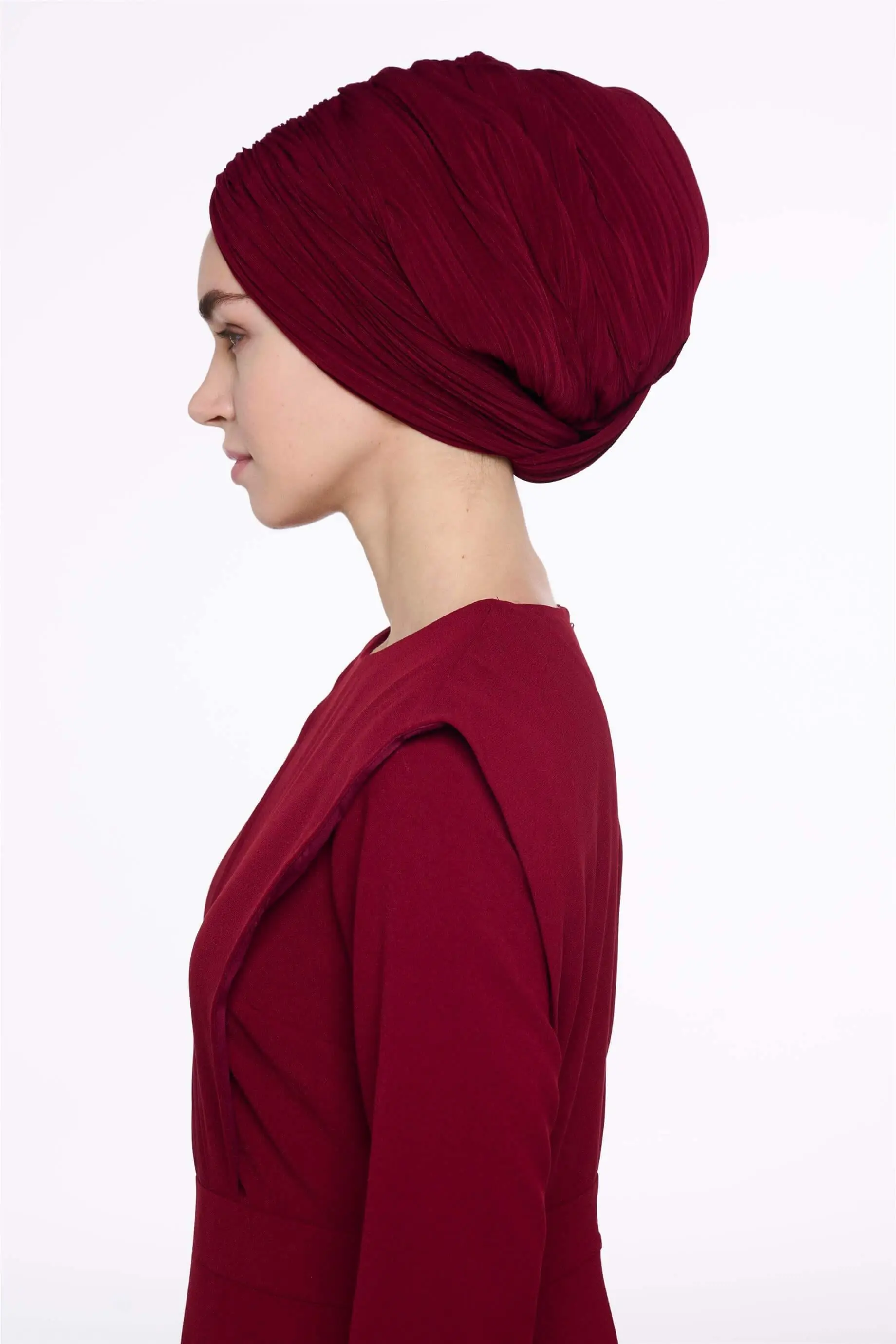 Cross-Wrap Bonnet – Burgundy, photo 2