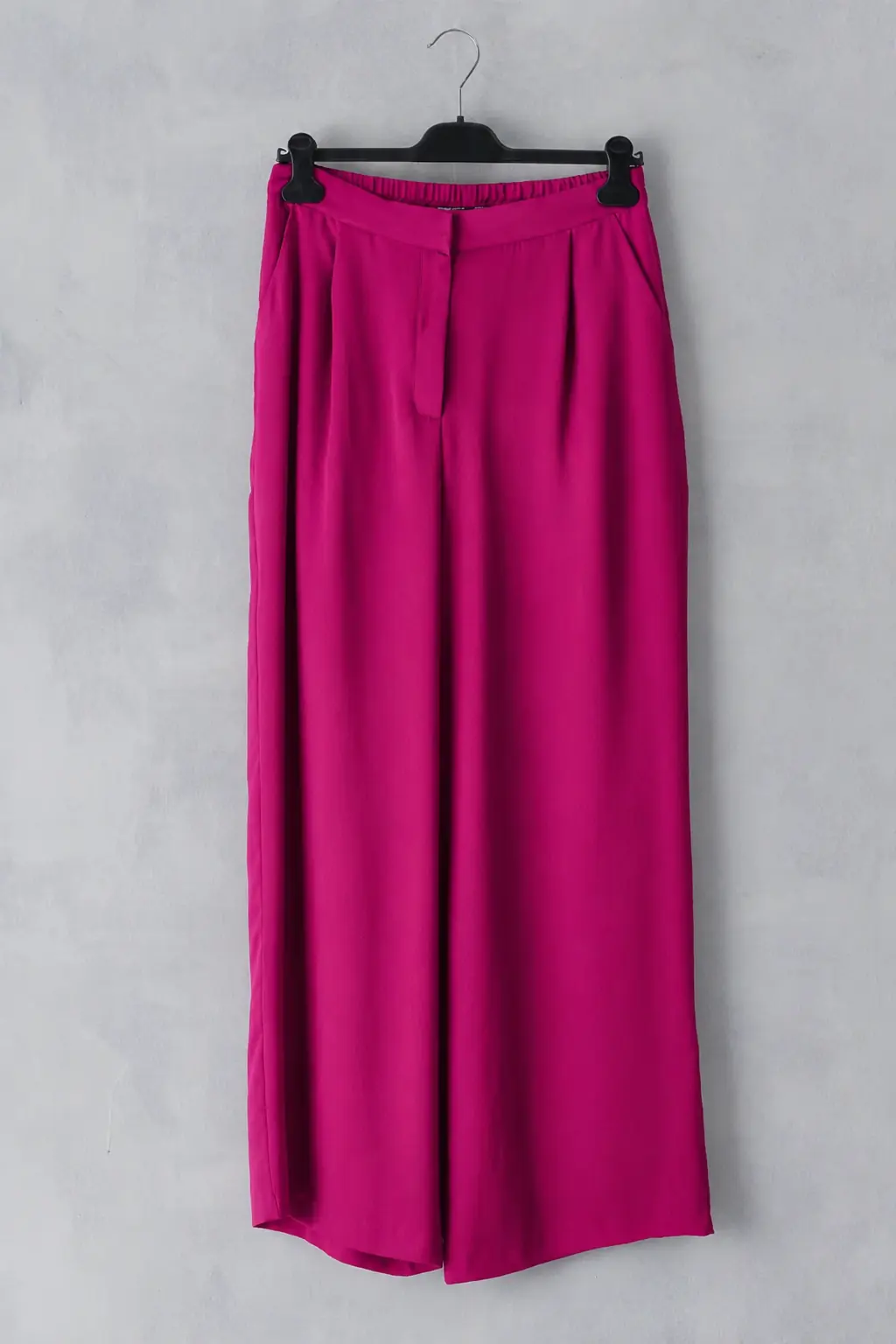 Wide-Leg Silk Trousers – Fuchsia