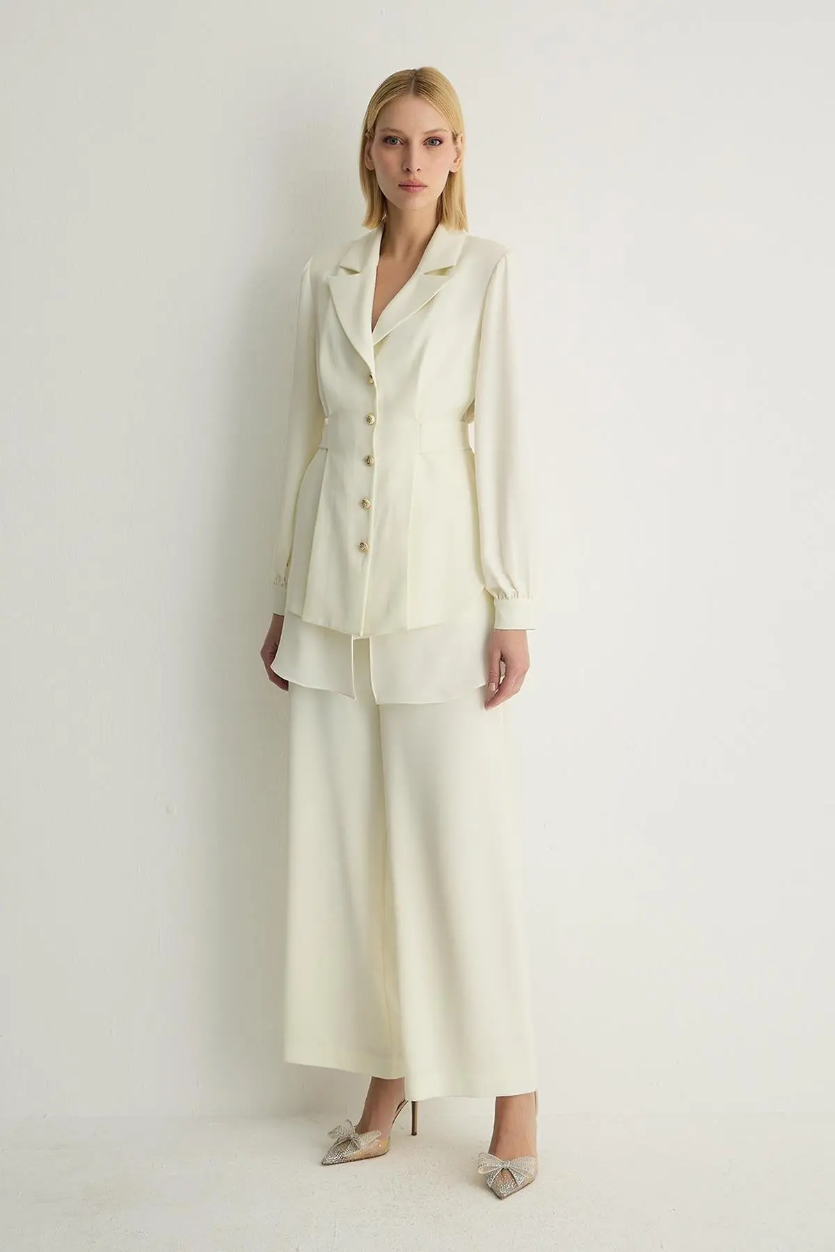 Freja Tailored Wide-Leg Trousers – Ecru
