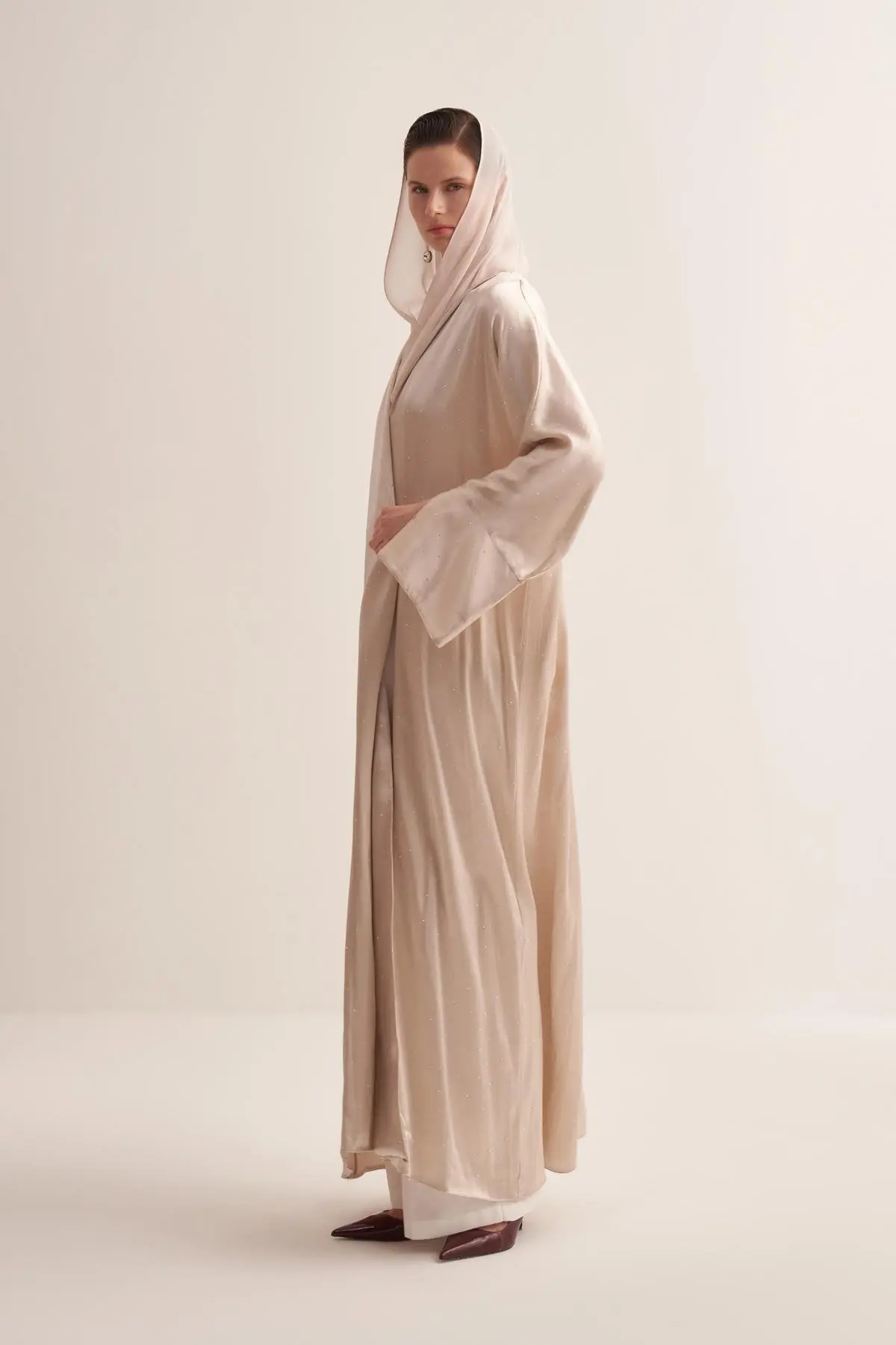 Stylish Beige Abaya & Matching Scarf Set, photo 3
