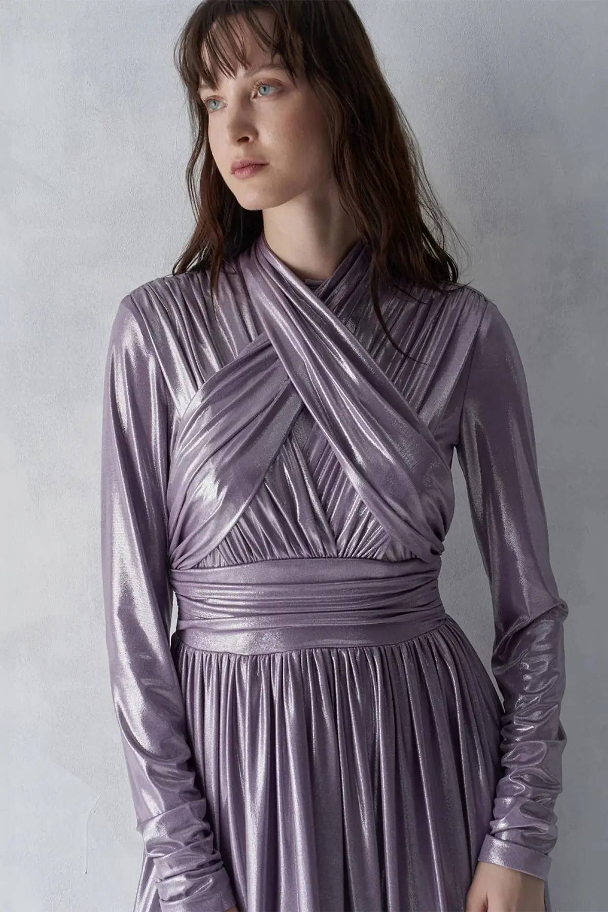 Draped Cross-Band Evening Gown – Lilac, photo 2