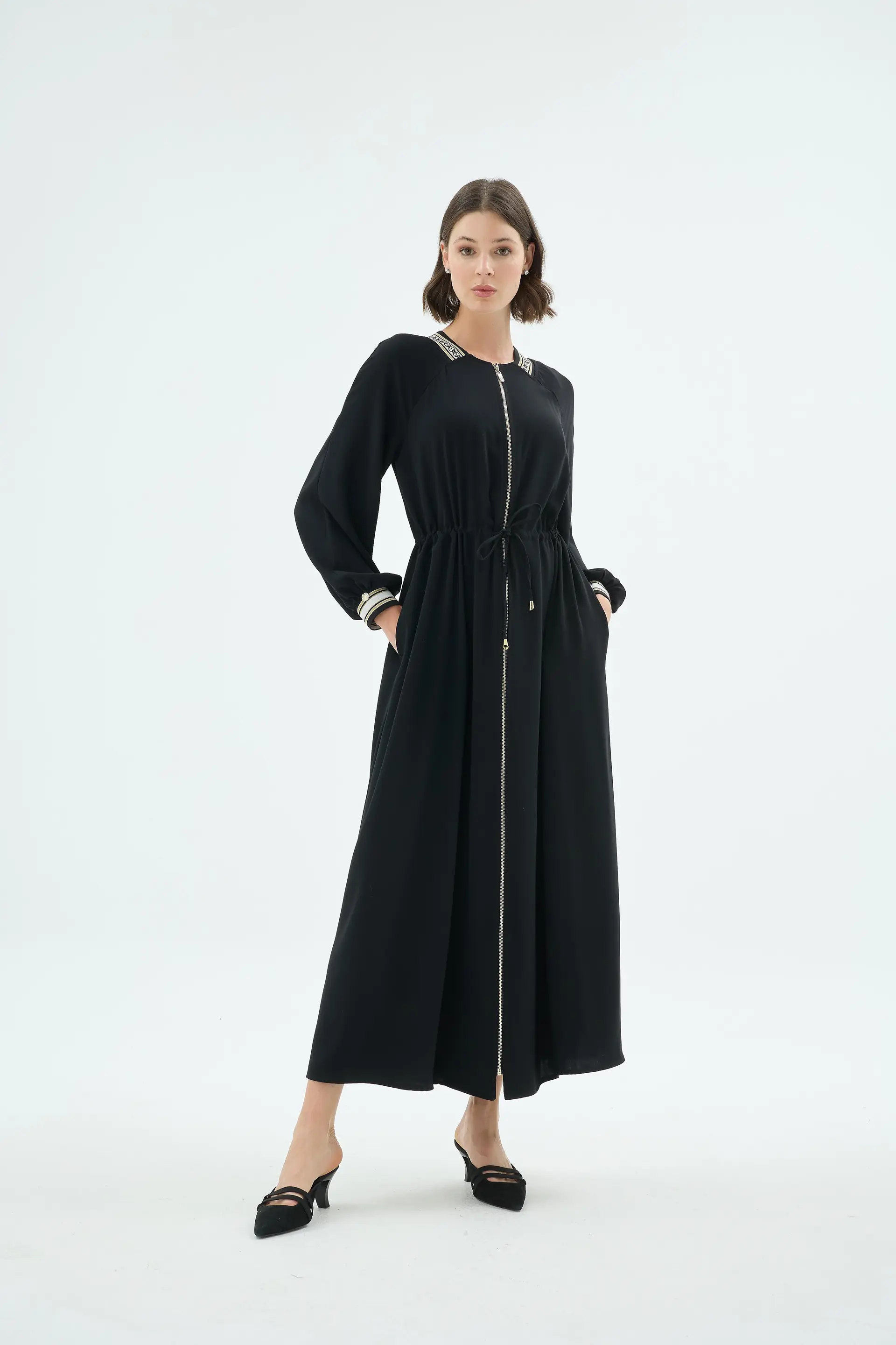 Vilma Zip-Front Dress – Black