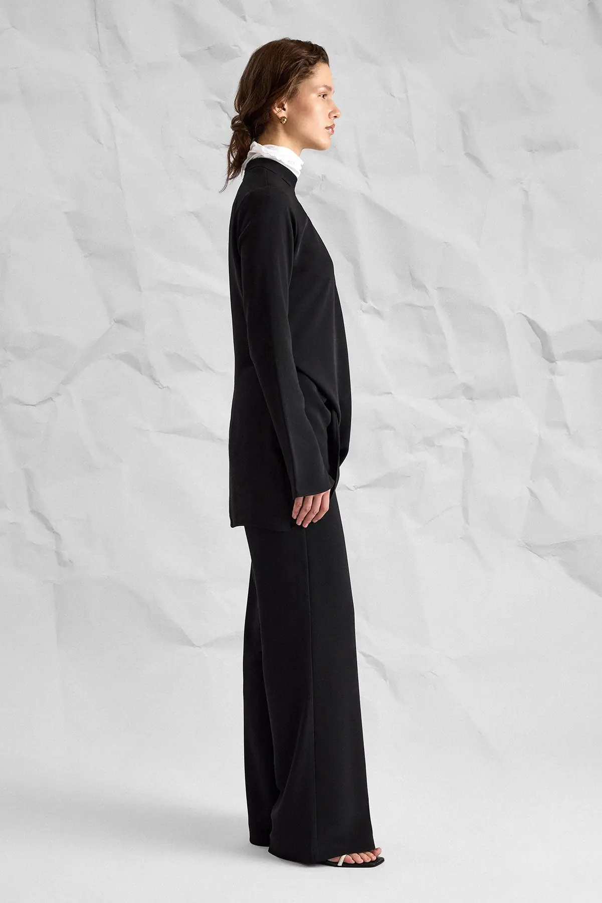 Majesté Atelier No. 01 Asymmetric Tunic & Wide-Leg Trouser Set - Black, photo 4