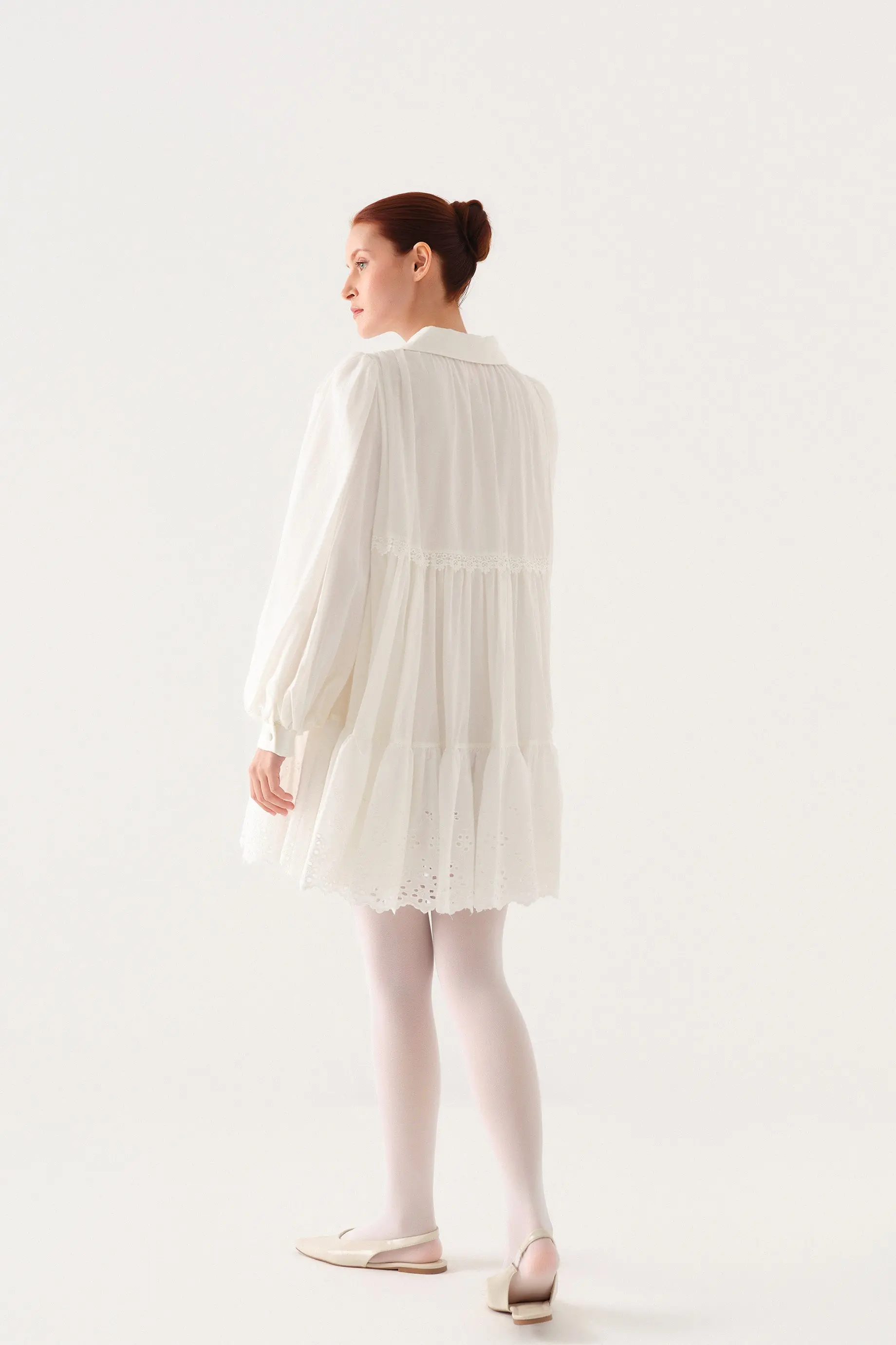 Layered Lace-Trim Cotton Poplin Tunic – Ecru, photo 5