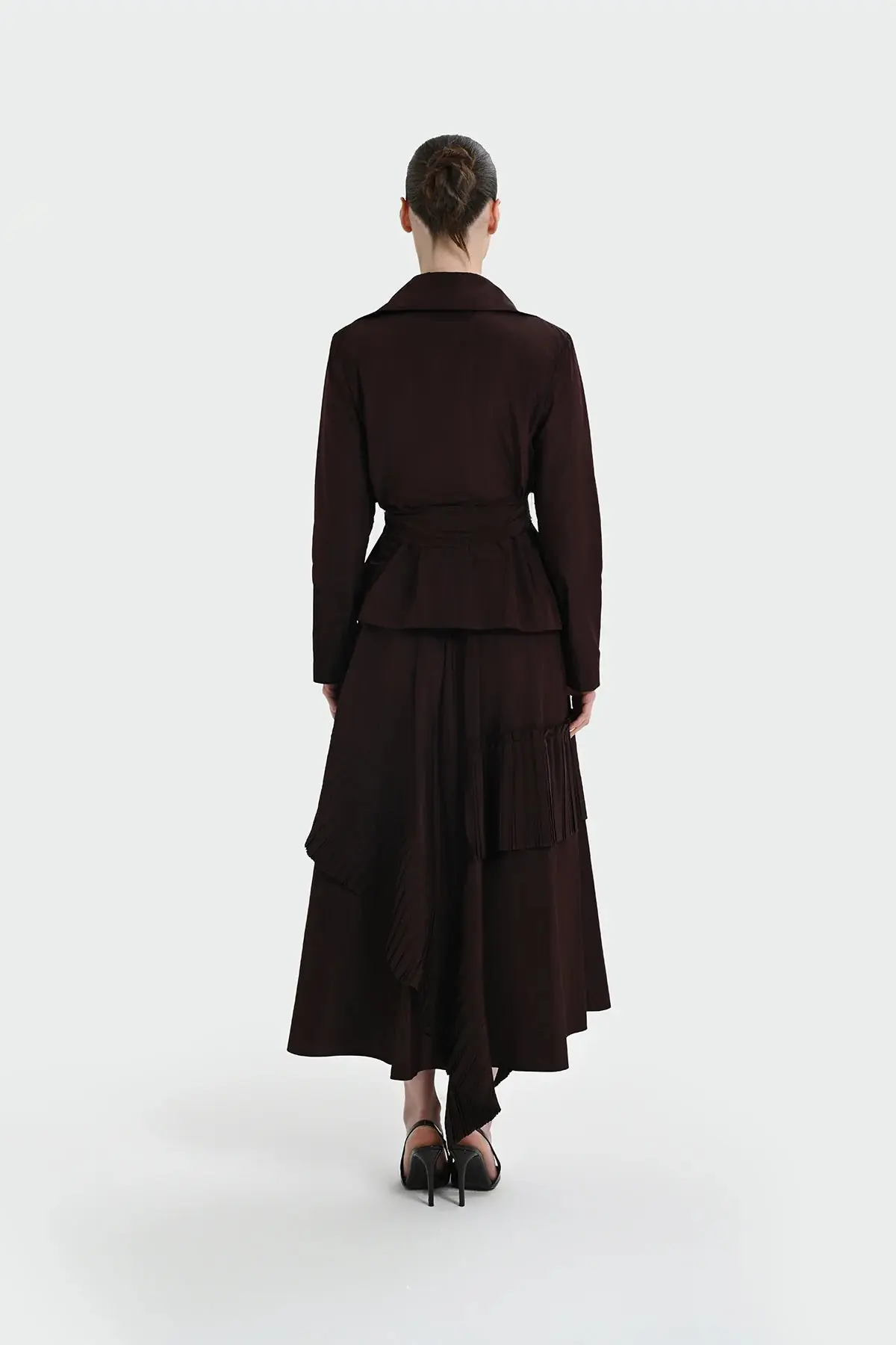 Pleated Asymmetric Cut Skirt - Plum, photo 3