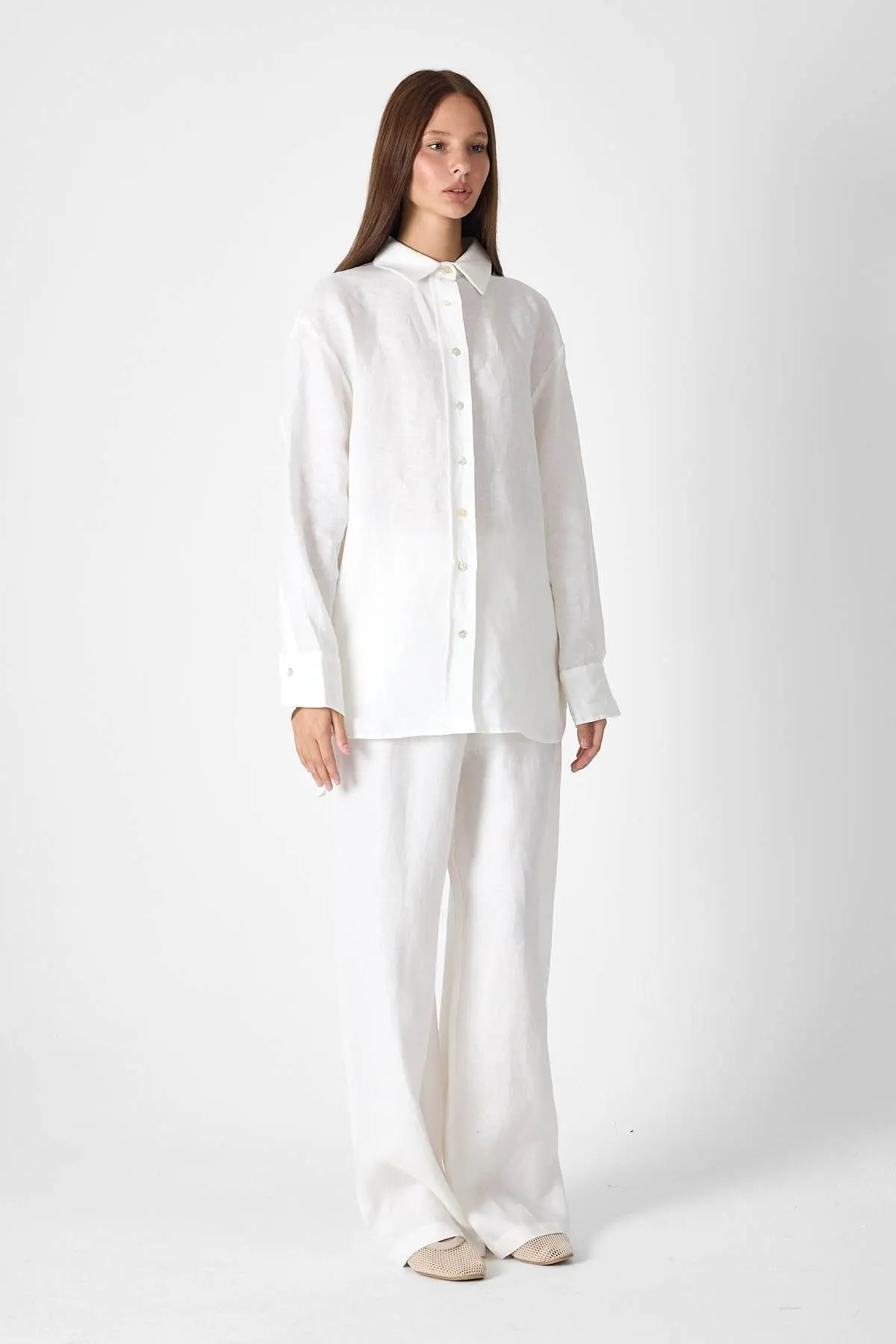 Pure Linen 100% Linen Oversize Shirt - White, photo 2