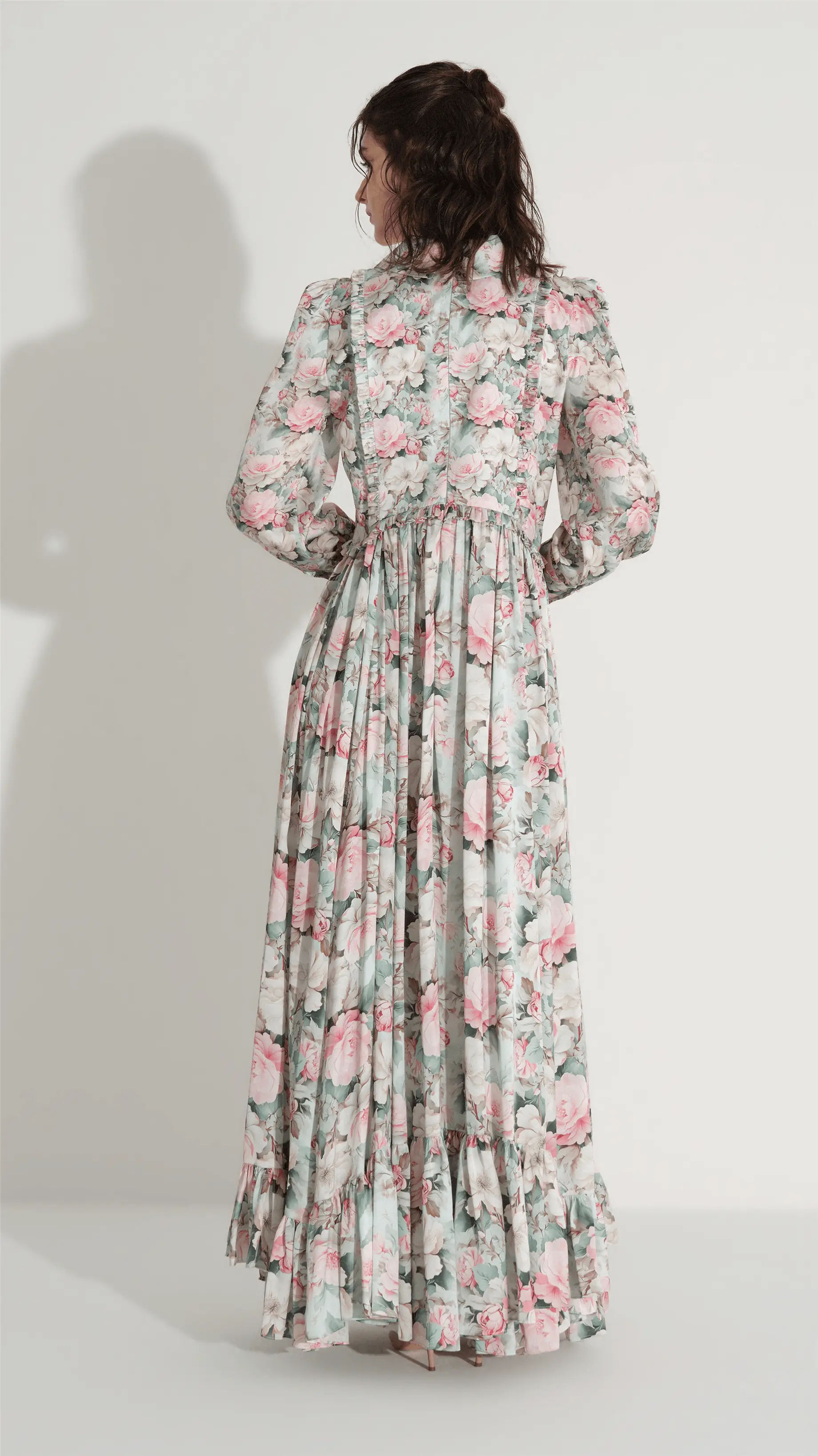 ÇİÇEK DESEN SATEN ELBİSE Mint, photo 5
