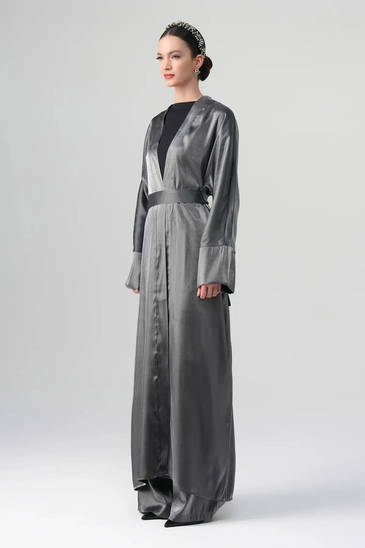 Sorelle Metallic Abaya - Gray, photo 7