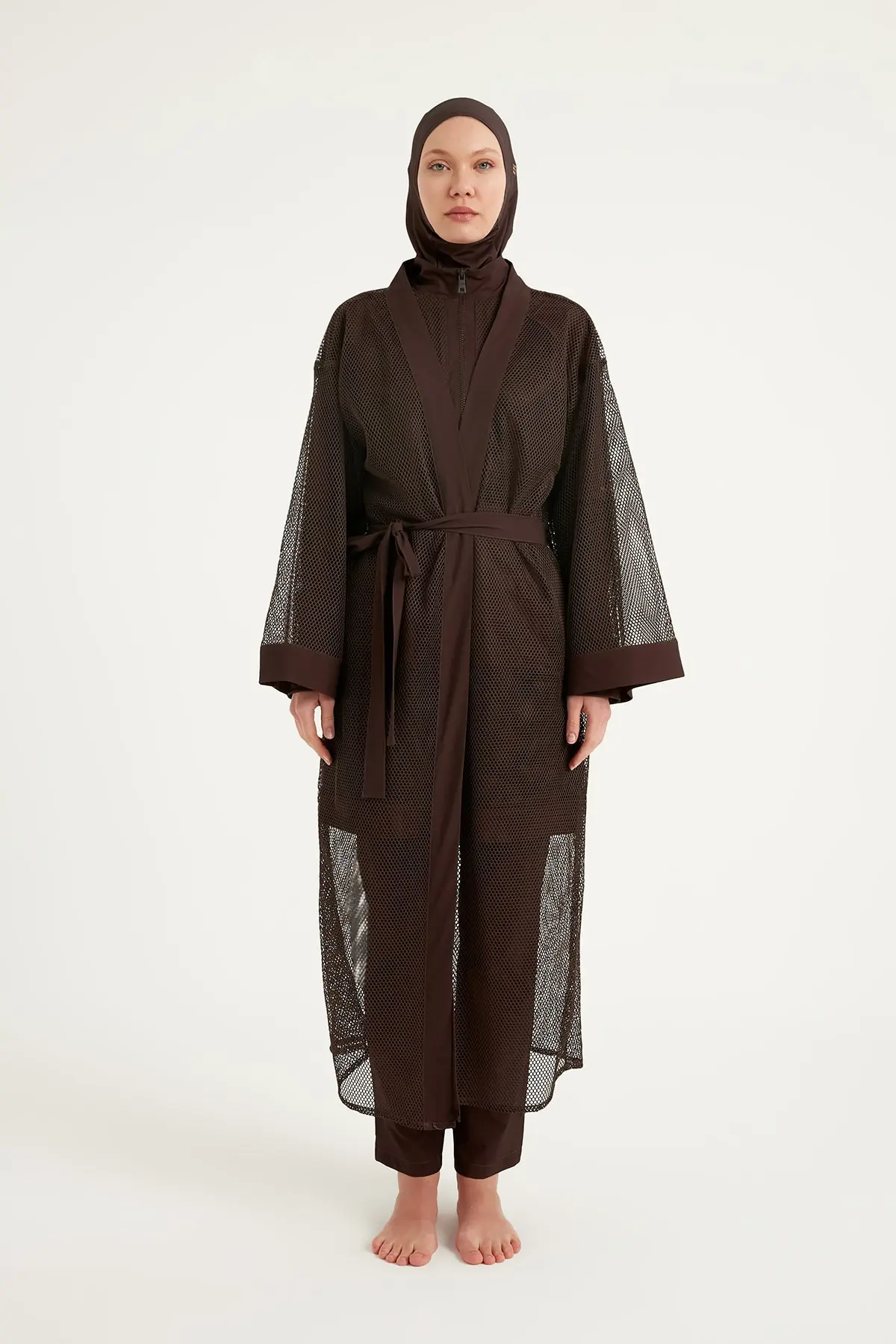 Brown Modest Full Coverage Mesh Kimono – Marina P2501-4, photo 6