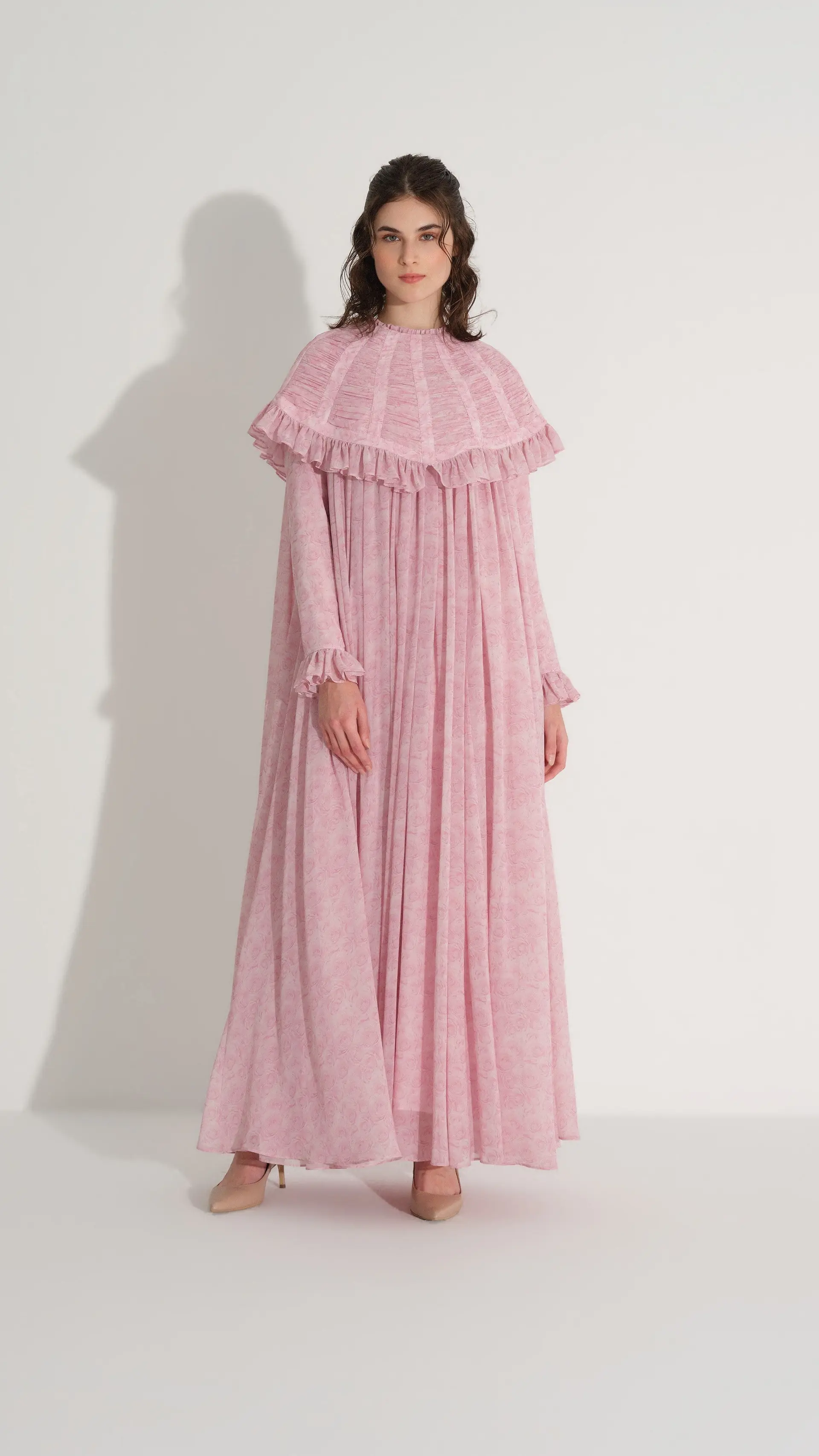 Chiffon Dress with Detachable Cape Pink, photo 3