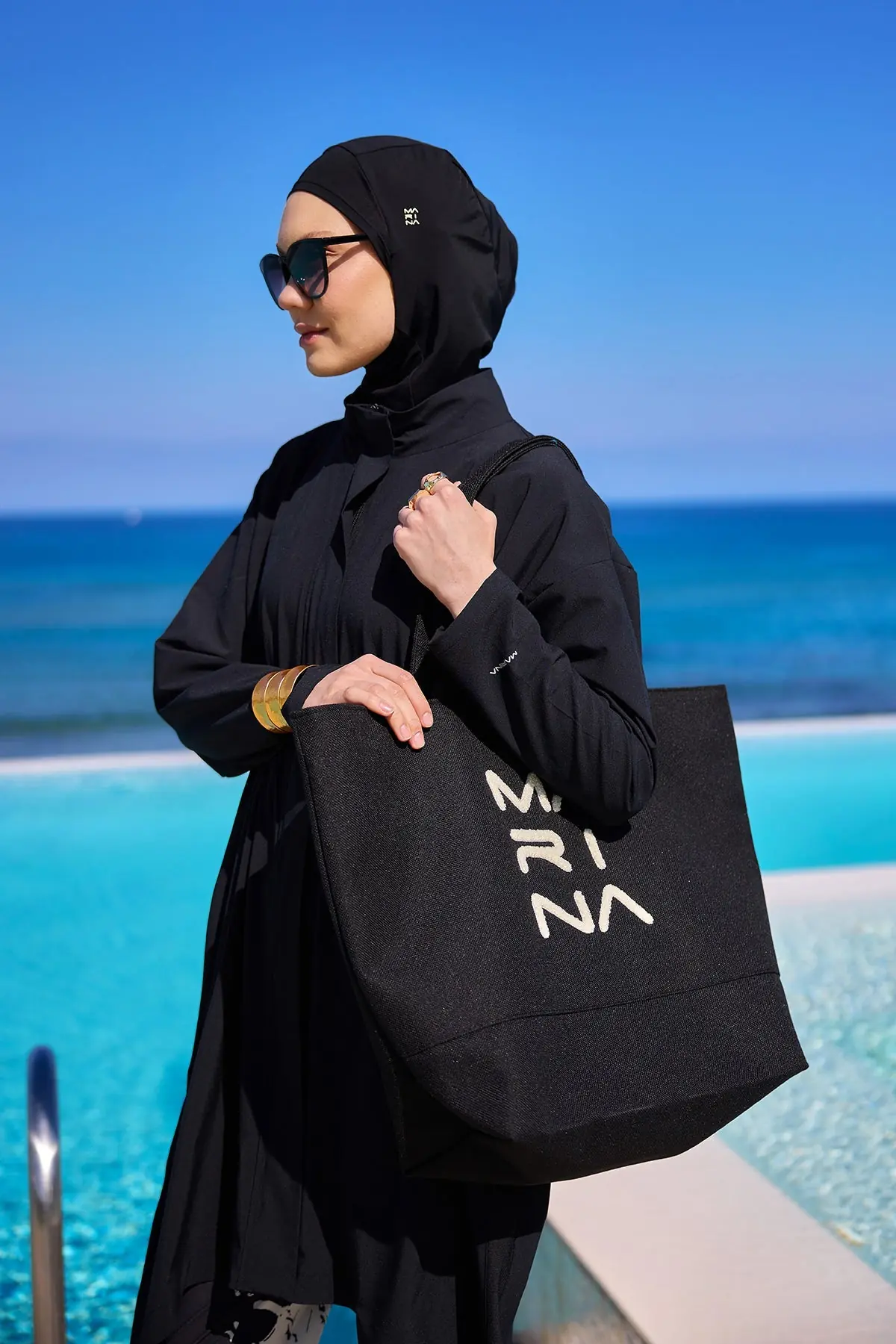 Large Black Beach Bag with Zipper CA2501-1, photo 2