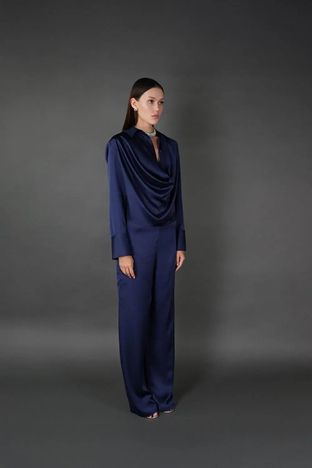 Tenebra Satin-Detail Set – Navy, photo 2