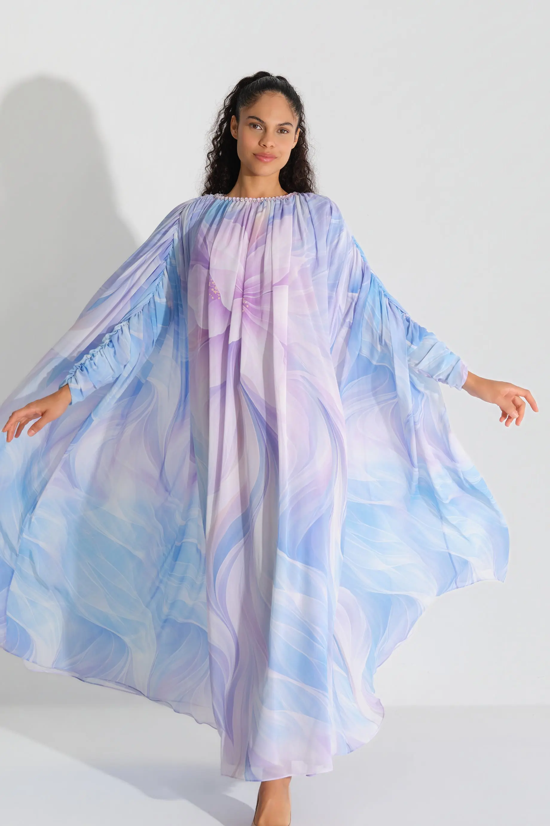 Panel Floral Print Chiffon Dress – Lilac, photo 2