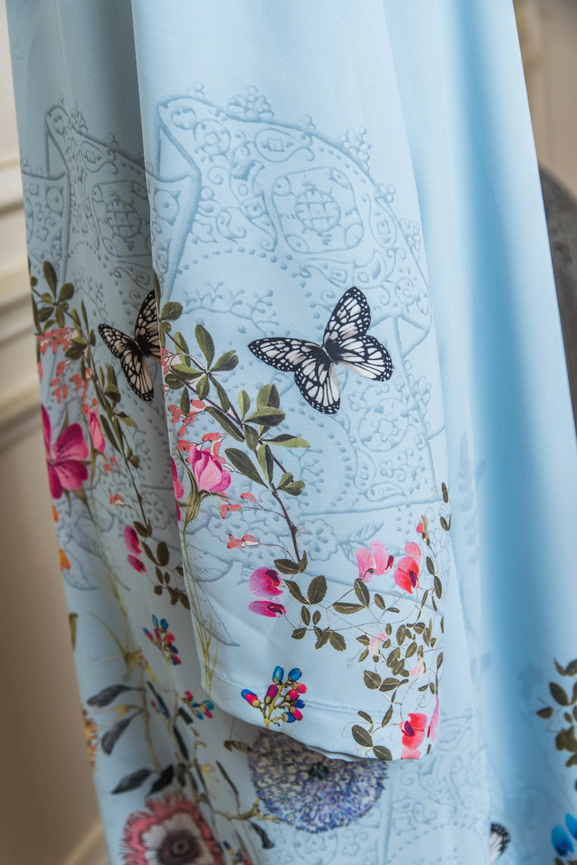 Silk Blue Printed Kaftan, photo 2