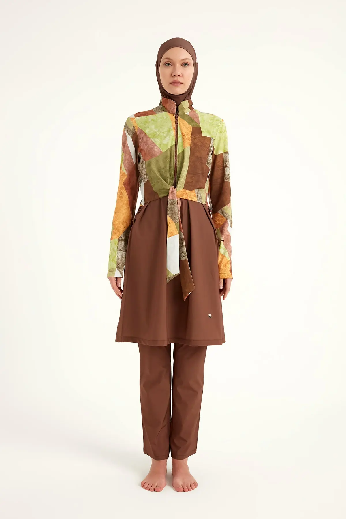 Brown Full Coverage Modest Swimwear Burkini Set M2530-1, photo 5