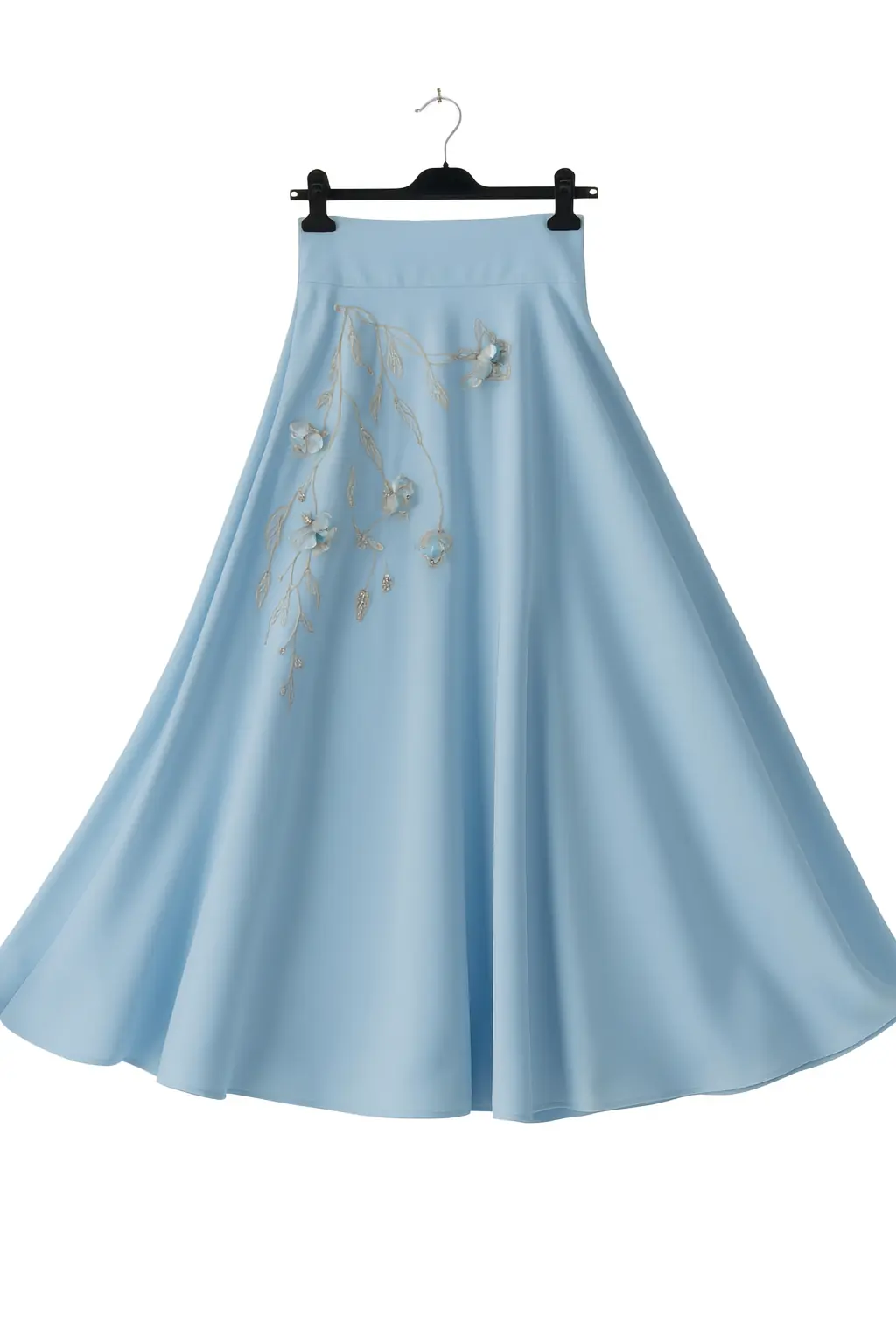 Floral Embroidered Blouse & Skirt Set – Light Blue, photo 2