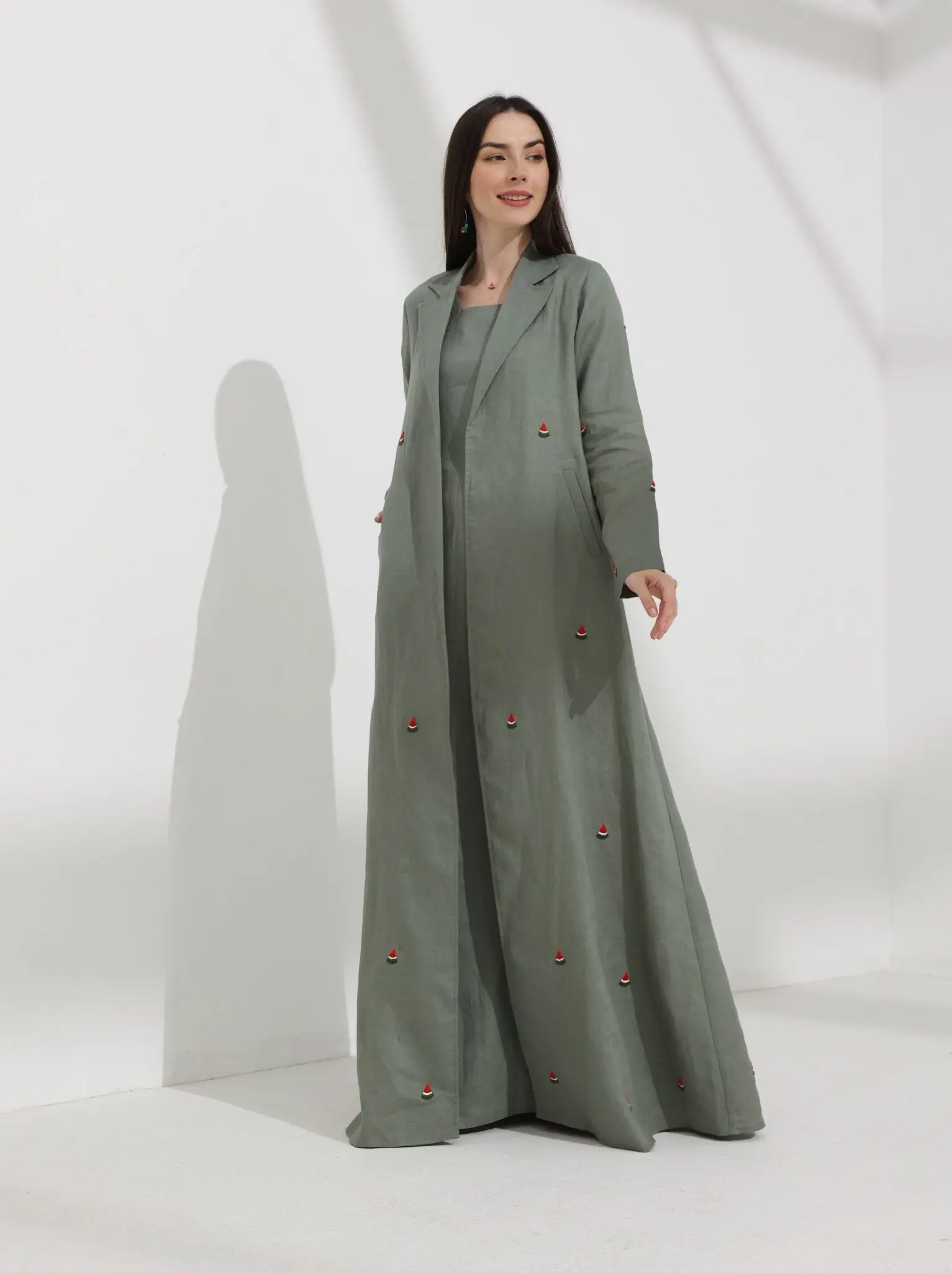 Watermelon Linen Abaya Sage Green