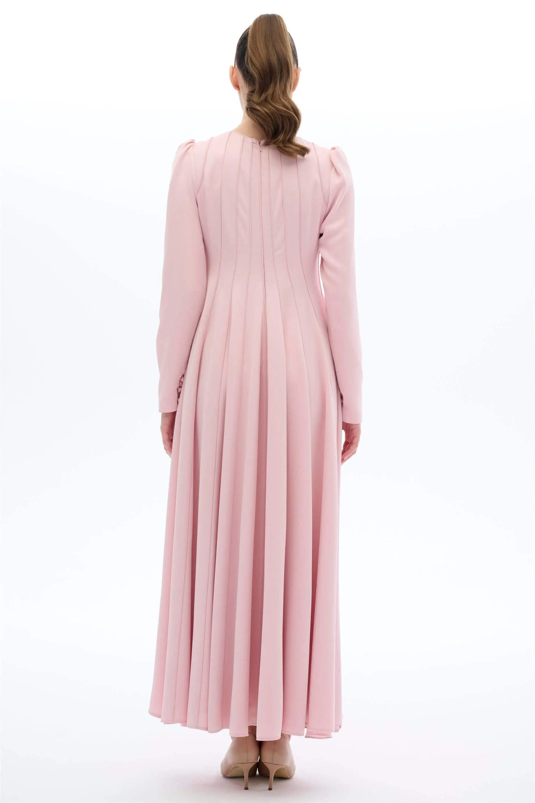 ŞERİT BİYELİ ELBİSE Pembe, photo 4