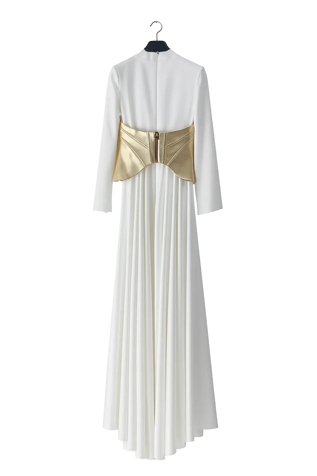 Satin Gown with Metallic Corset – White, photo 2