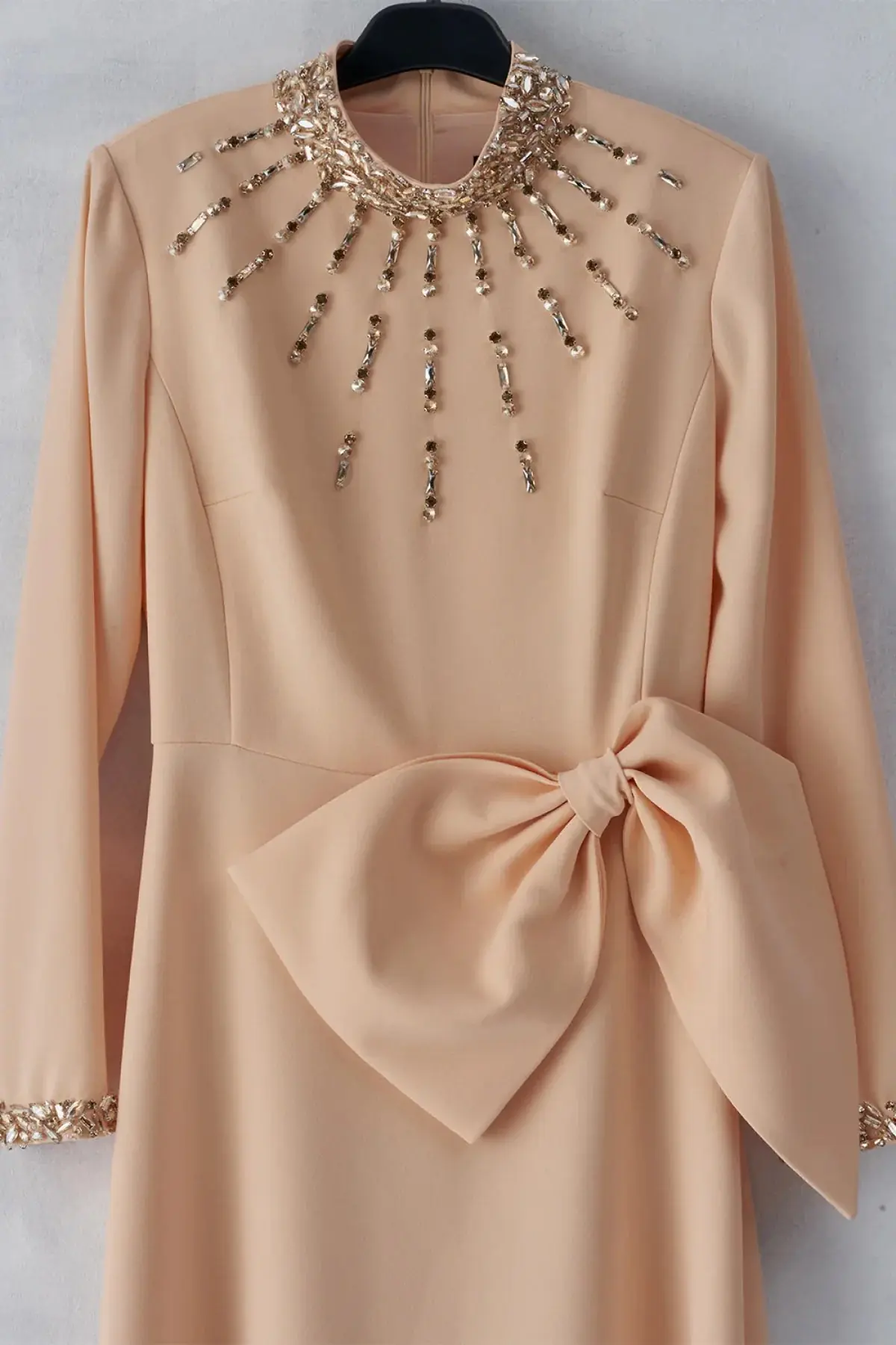 Embellished Bow Detail Evening Gown – Peach, photo 2