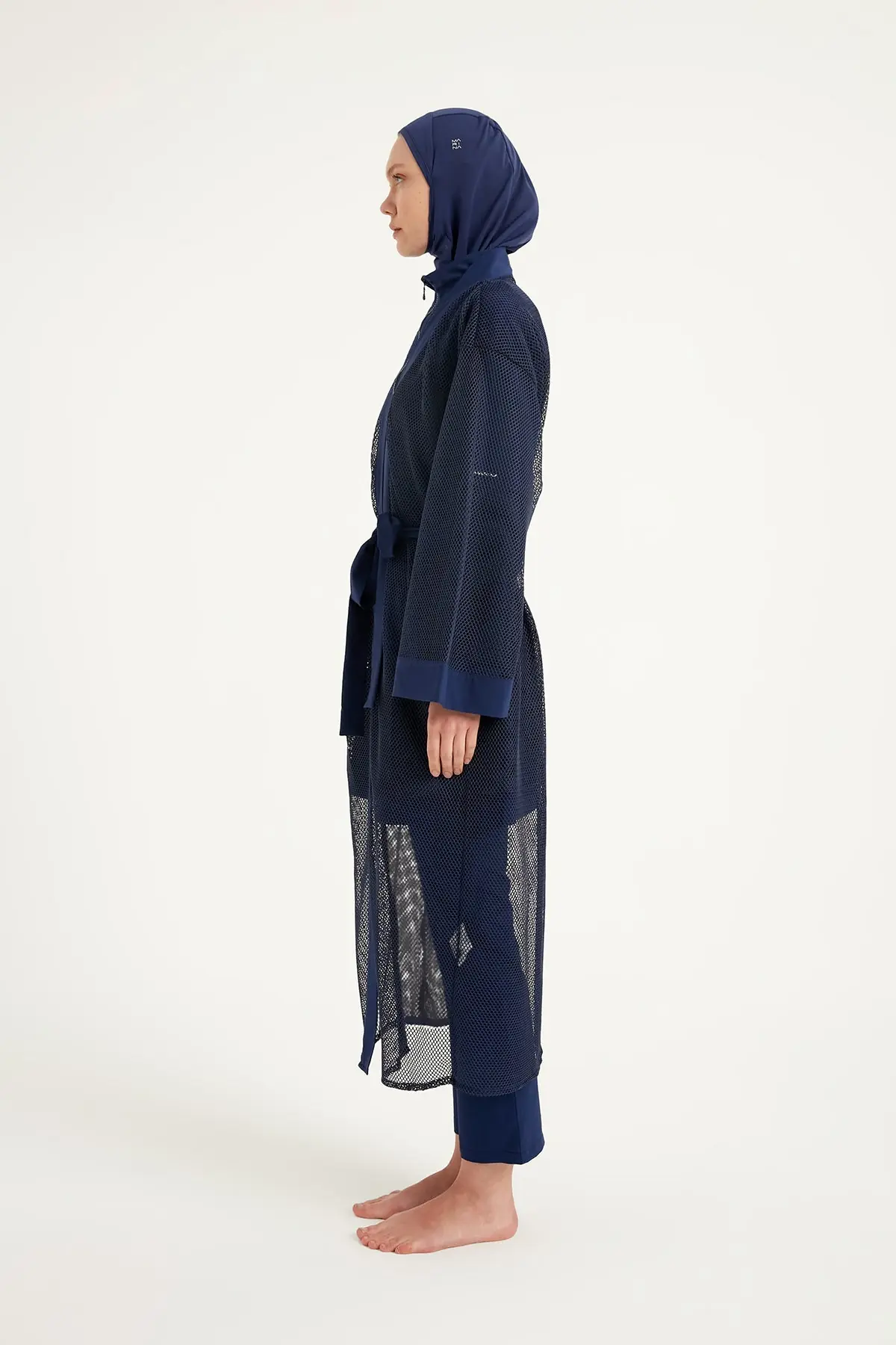 Navy Full Length Modest Mesh Kimono – Lightweight Islamic Swim Cover P2501-2, photo 6