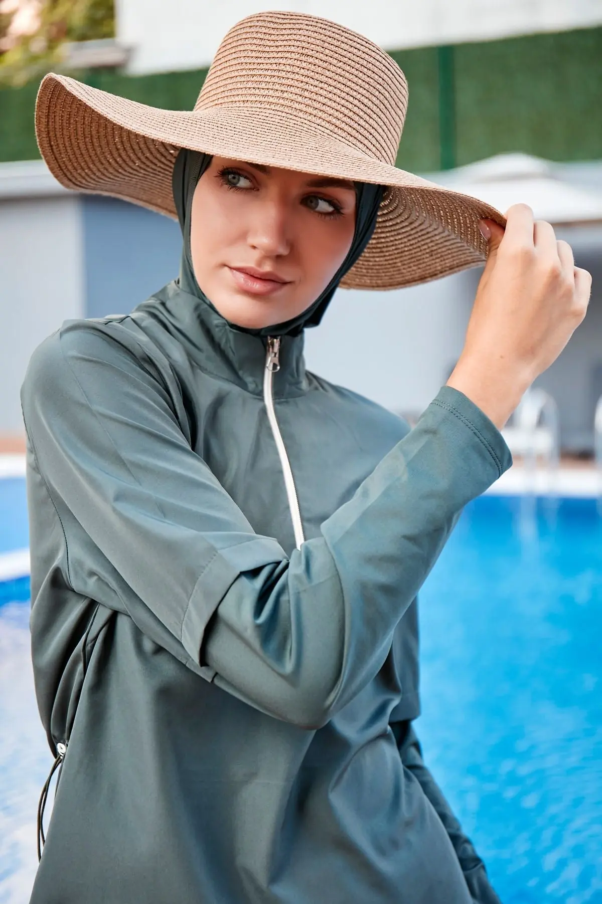 Woven Khaki Burkini Modest Swimwear M2261, photo 4