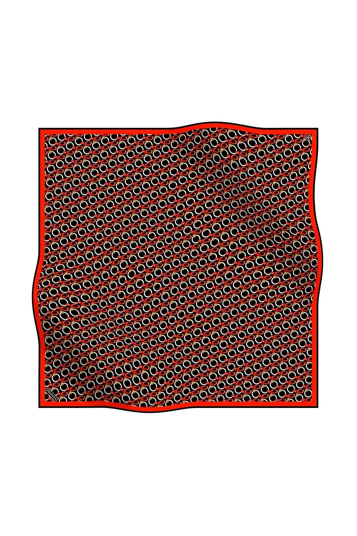Poanes Rosette Print Twill Silk Scarf - Red