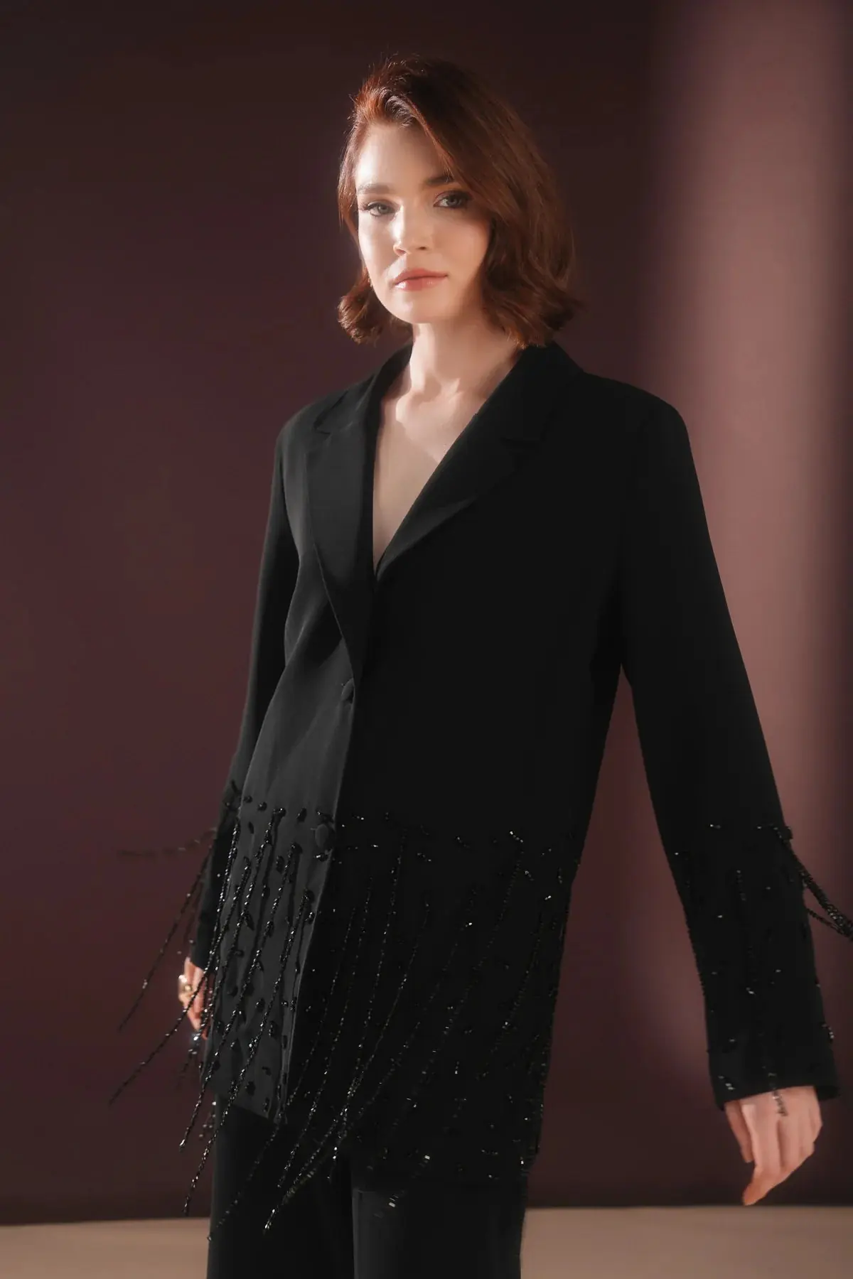 Morvella Embellished Fringe Suit – Black, photo 4