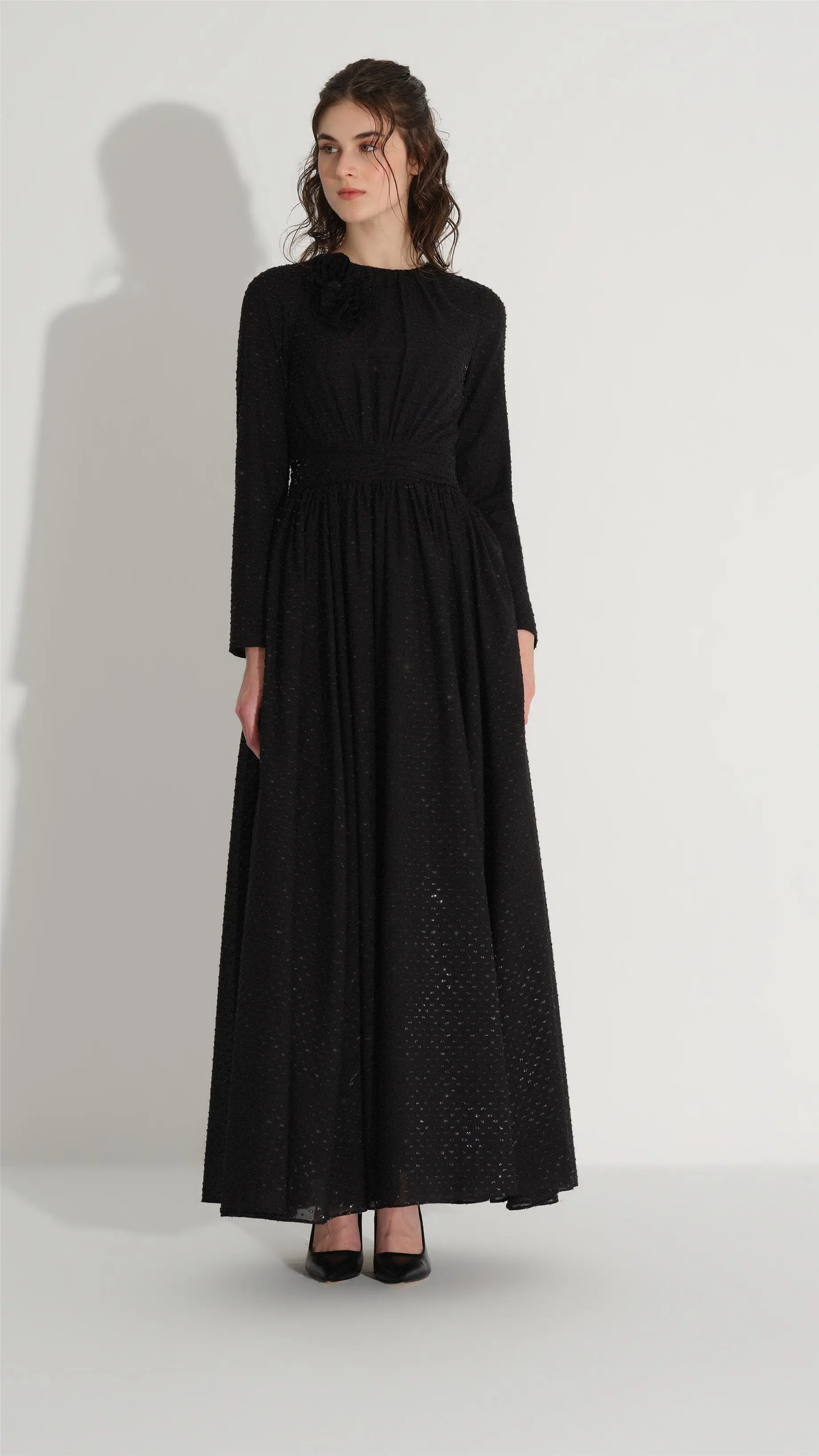 Floral Detail Glitter Dress – Black, photo 6