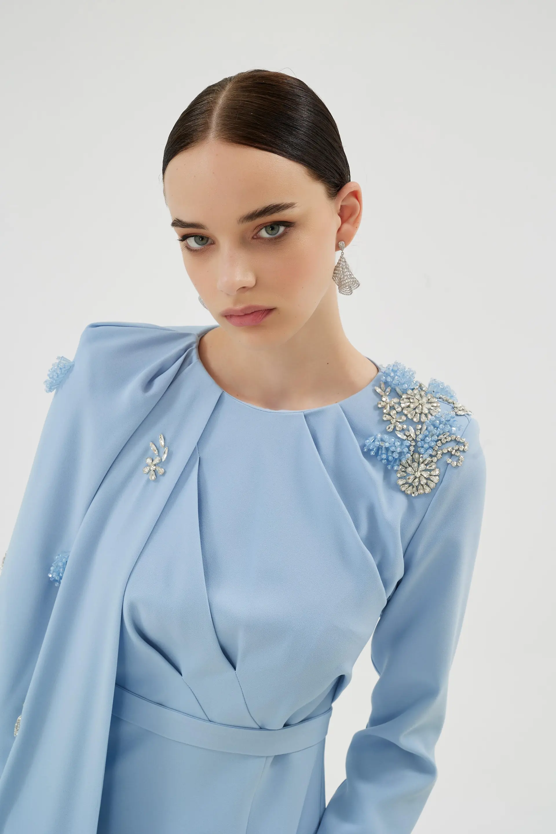 Liliowy Cape Detail Dress – Blue, photo 2