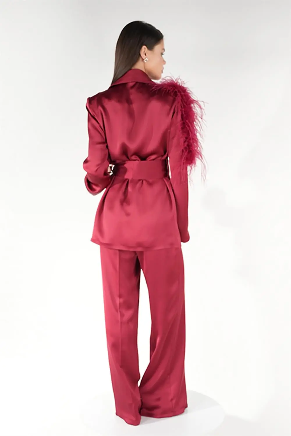 Vespera Feather-Shoulder Set — Burgundy, photo 3