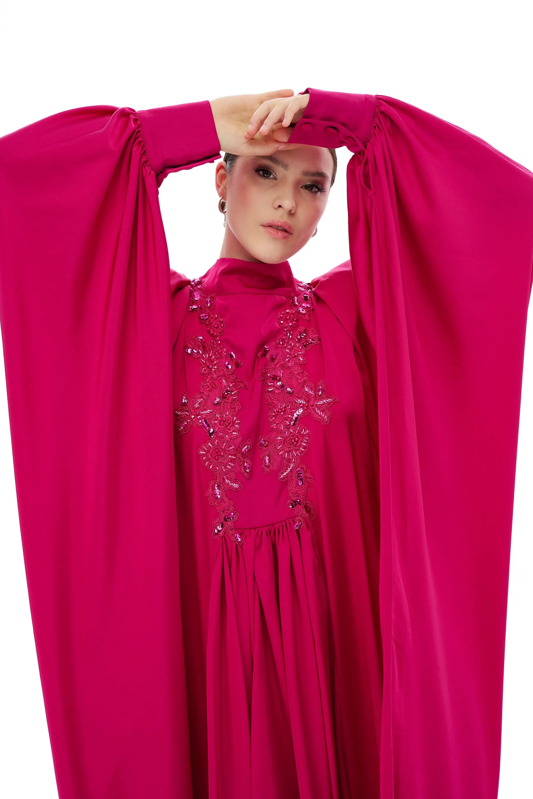 Aden Embellished Kaftan Dress – Fuchsia, photo 4