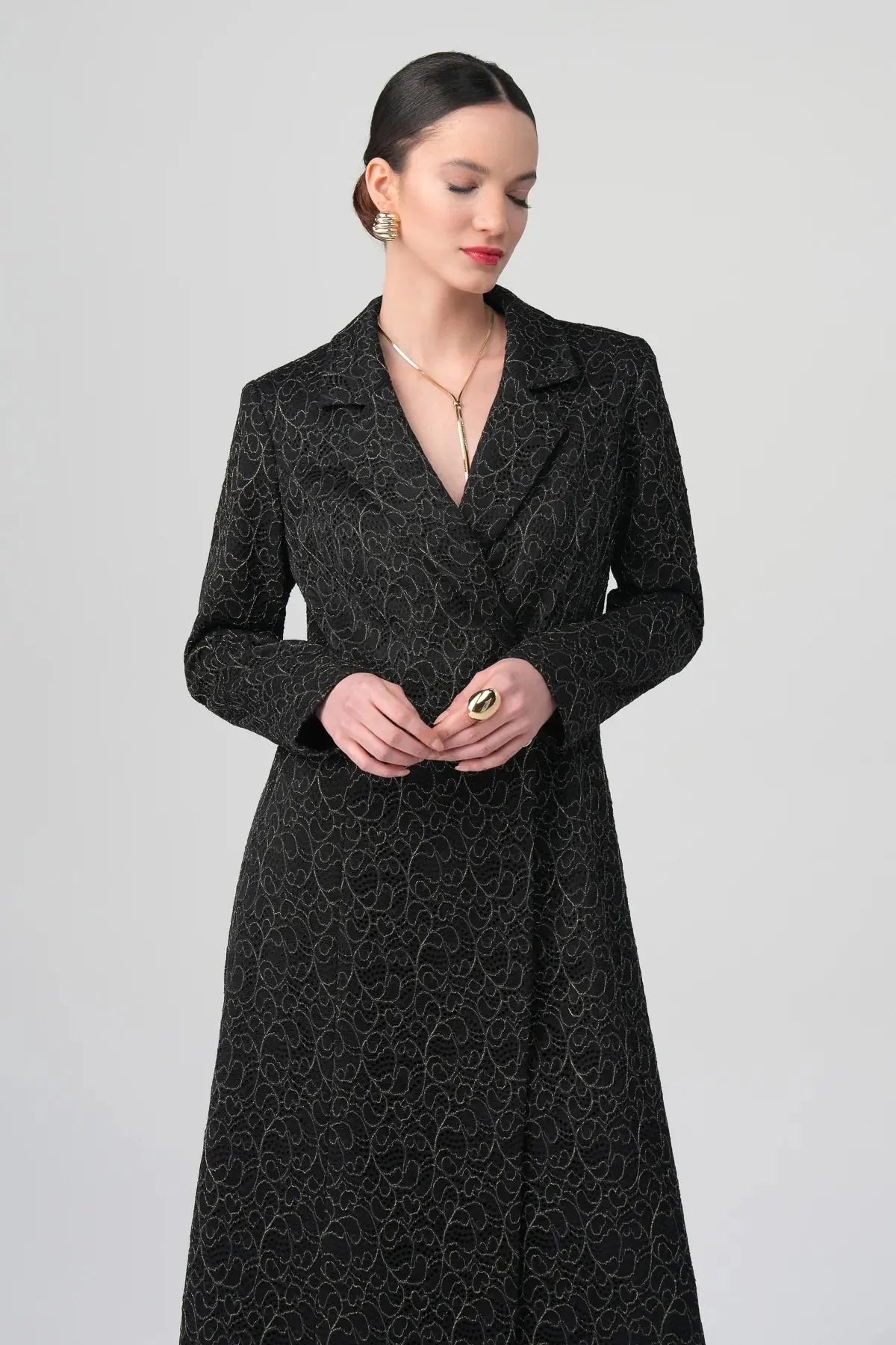 Daphne Lace Single-Button Coat – Black, photo 3