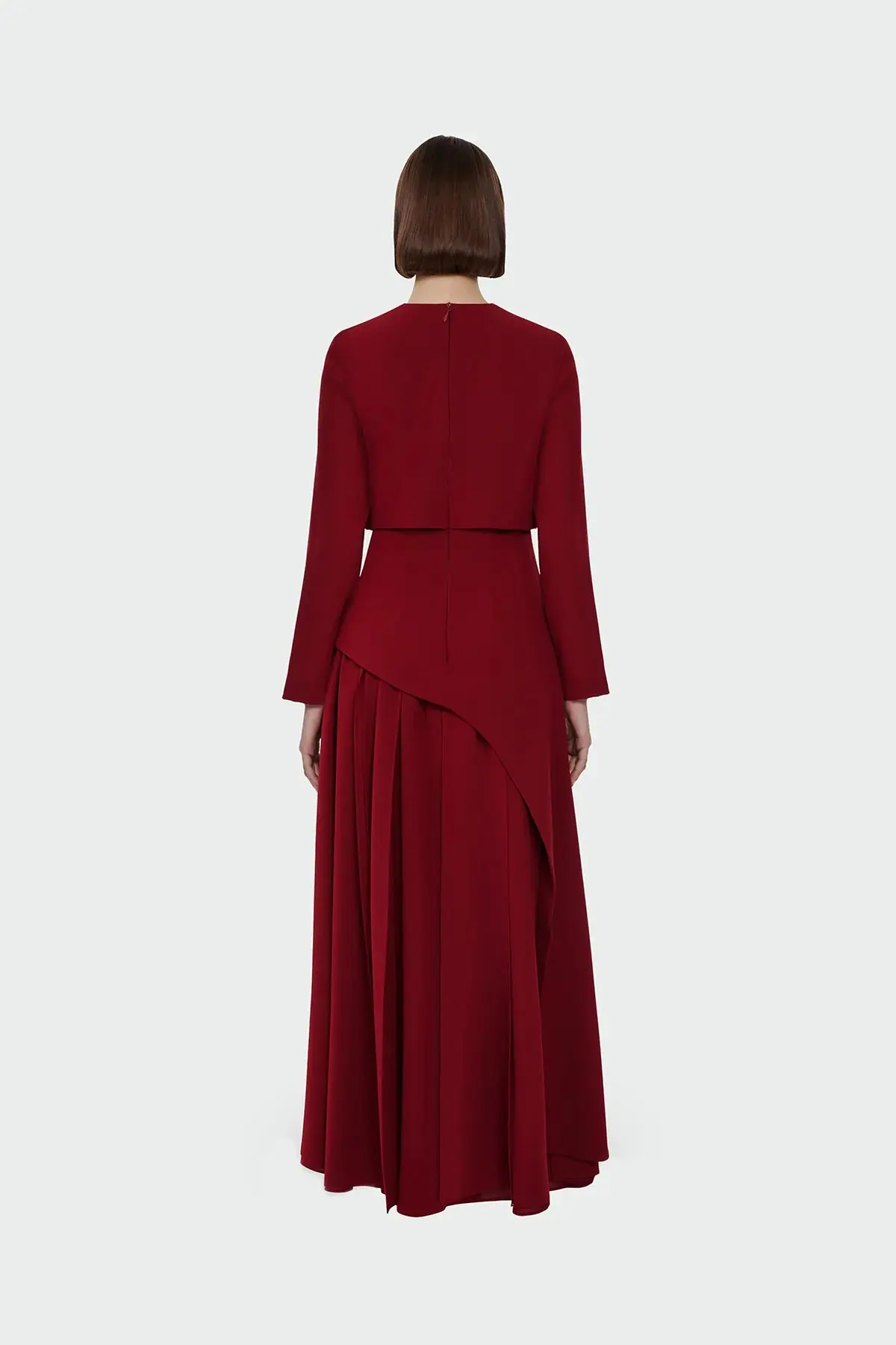 Layered Maxi Evening Dress – Burgundy, photo 3