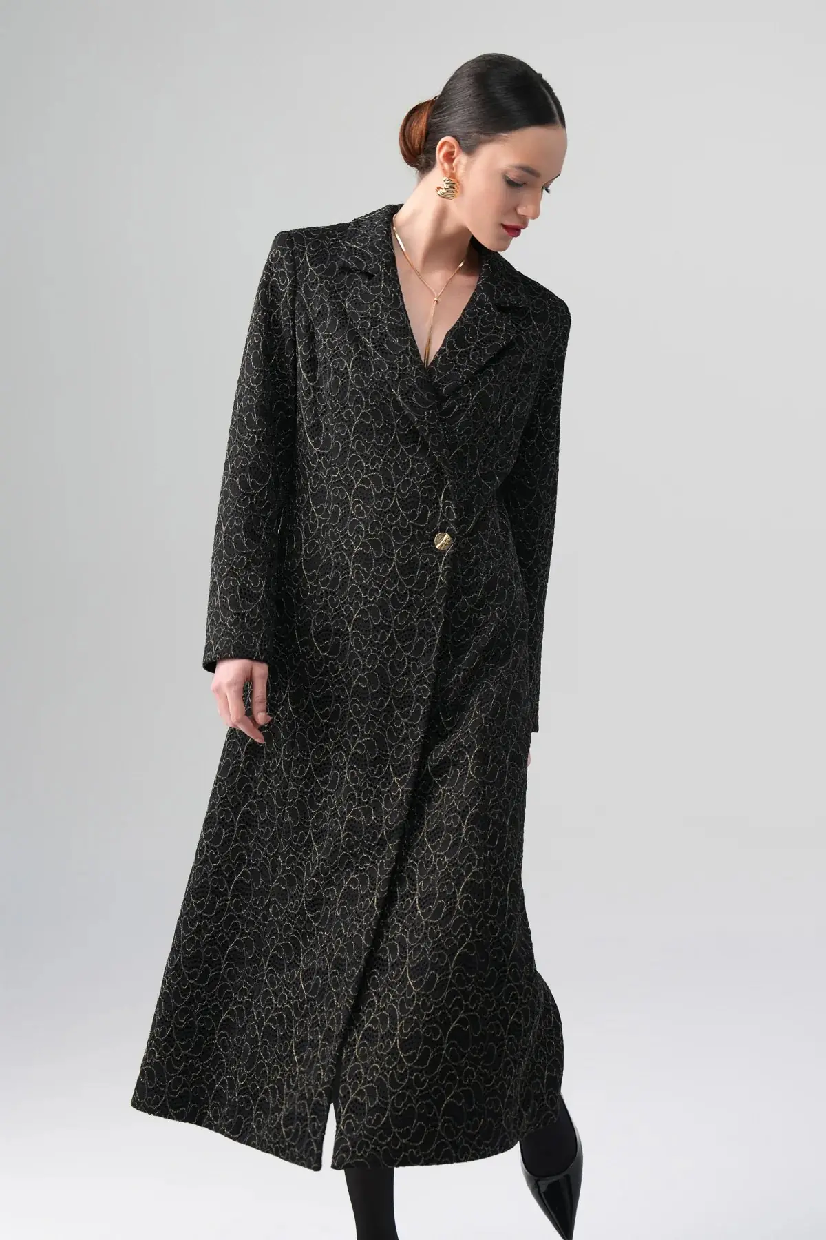Daphne Lace Single-Button Coat – Black, photo 6
