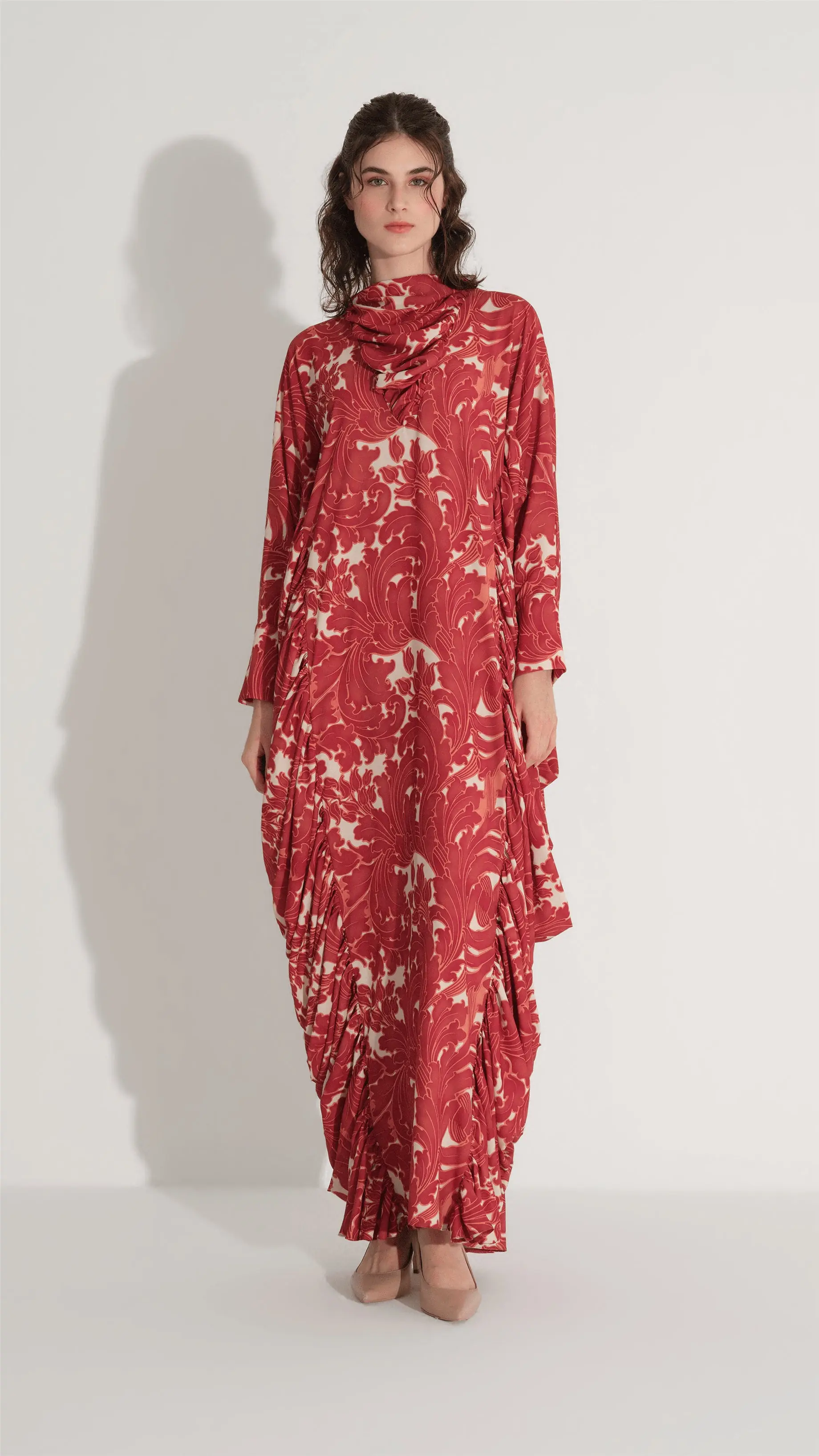 Ruched Kaftan Dress – Cinnamon