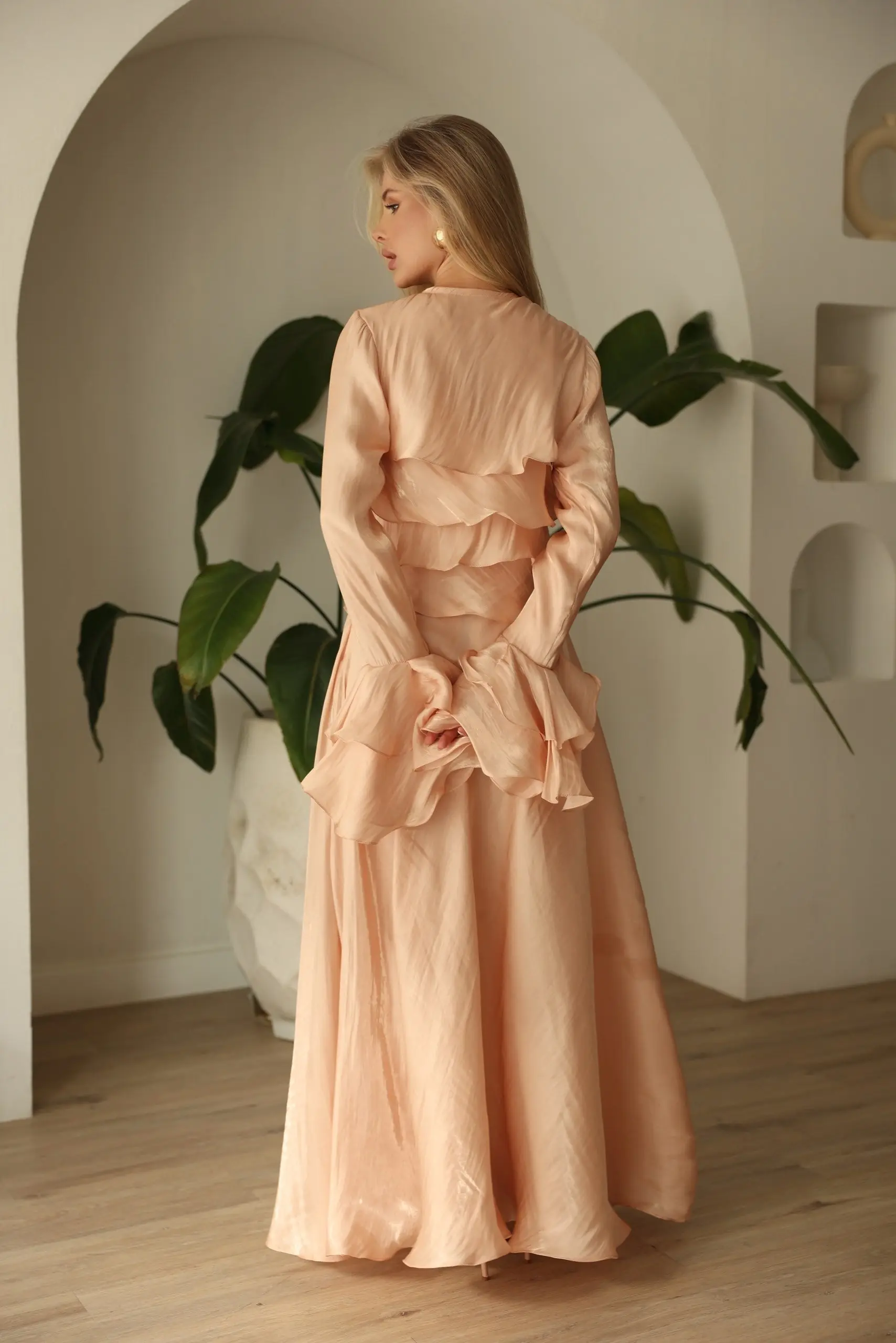 Blush Satin Ruffle Gown – Orchid Dress, photo 3