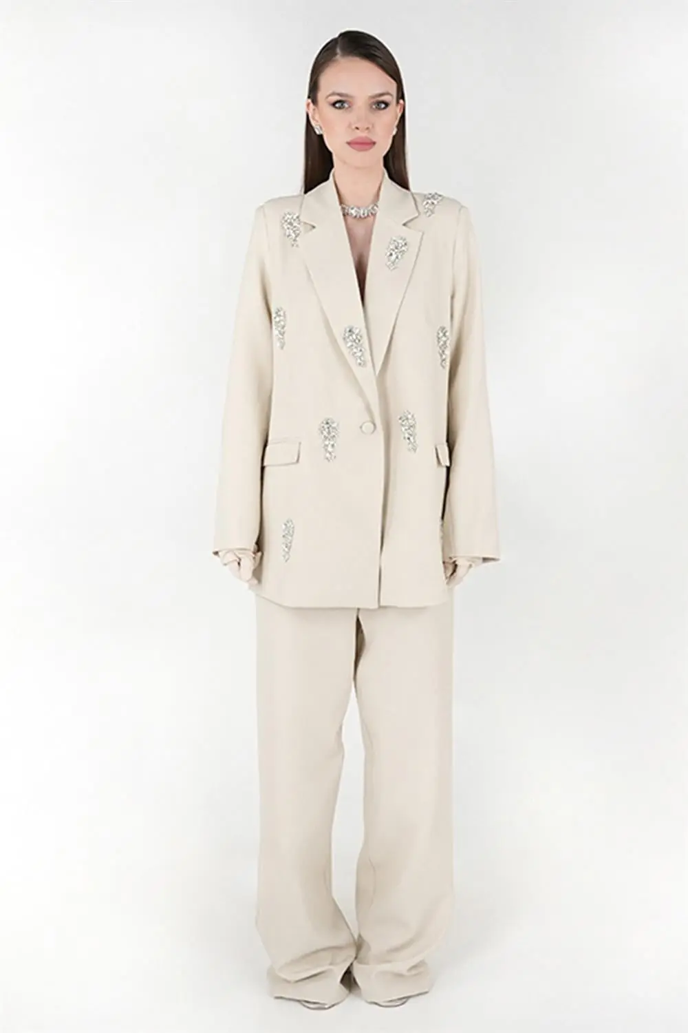 Sable Embellished Set – Beige